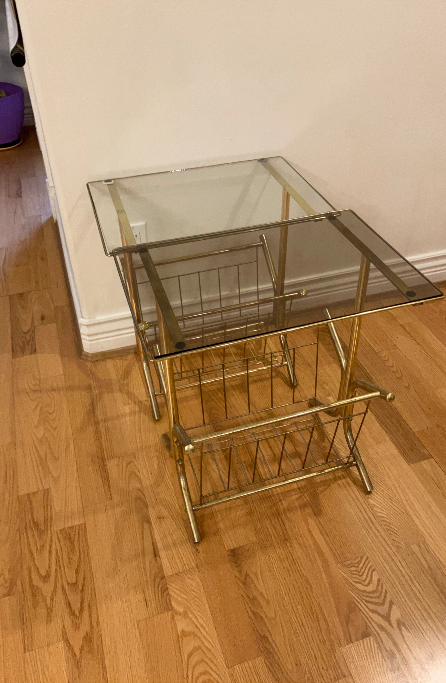 Vintage Gold Magazine Rack Side Table