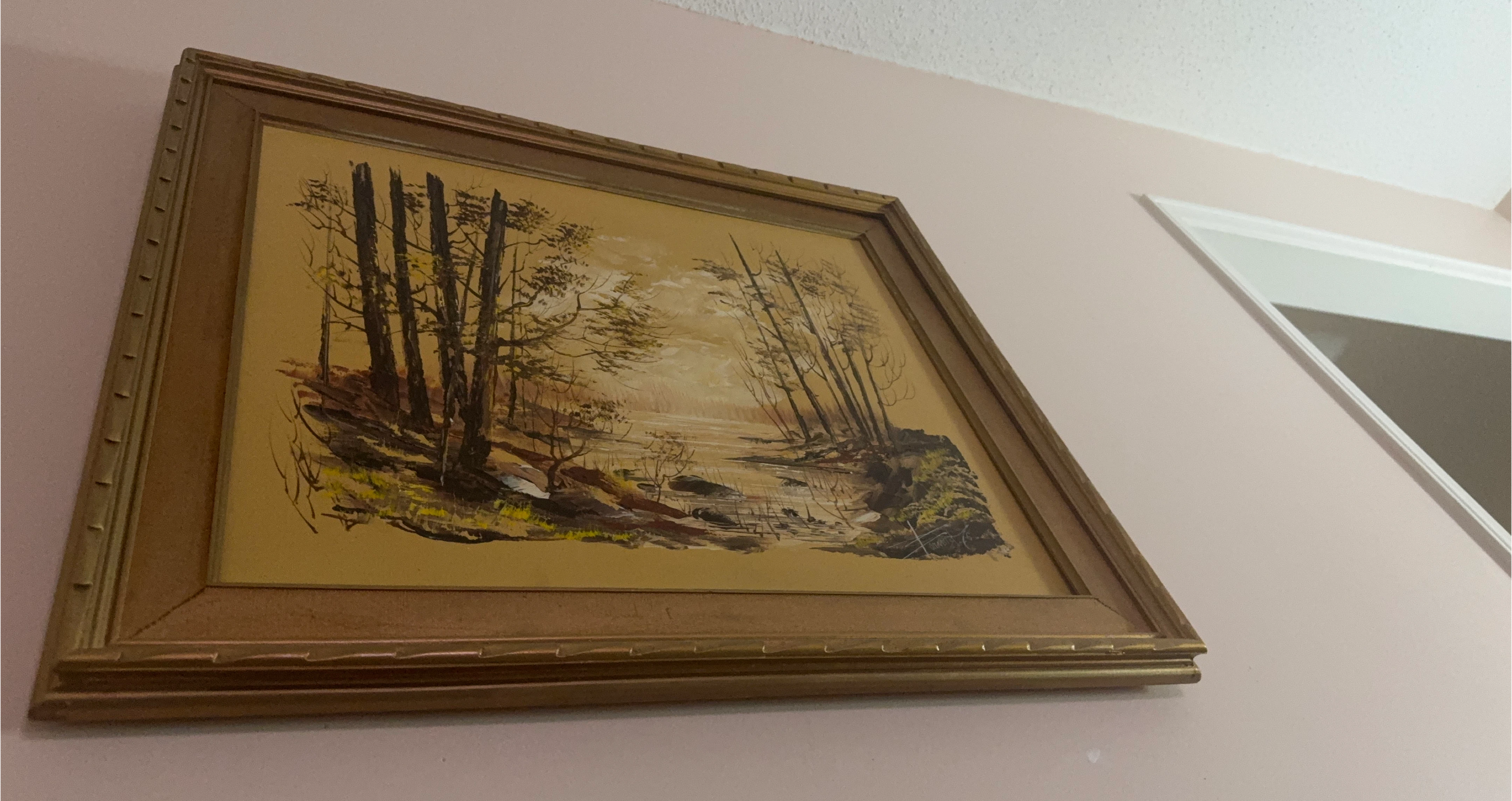 Framed landscape painting