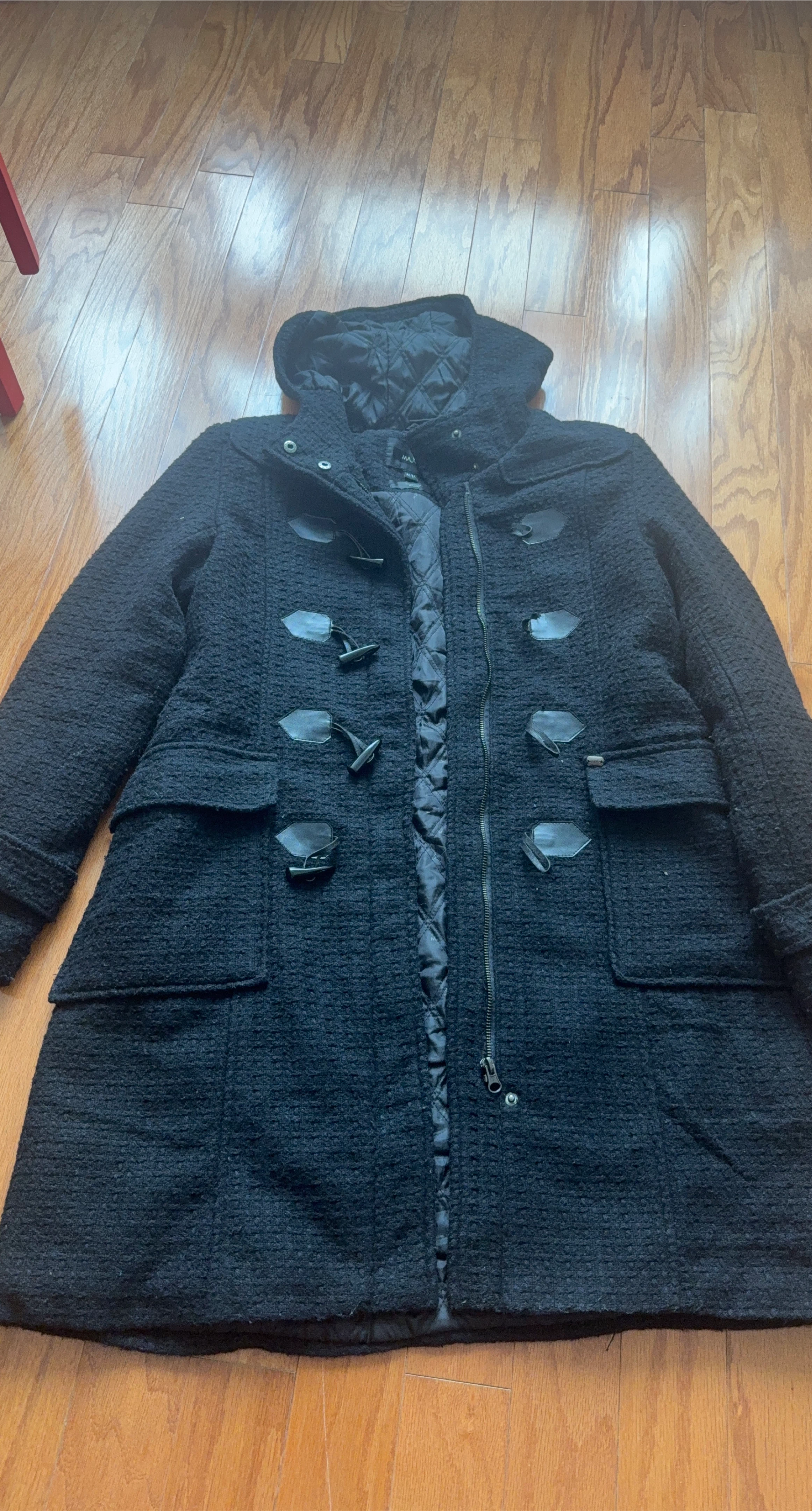 Black hooded MAX edition winter coat thumbnail