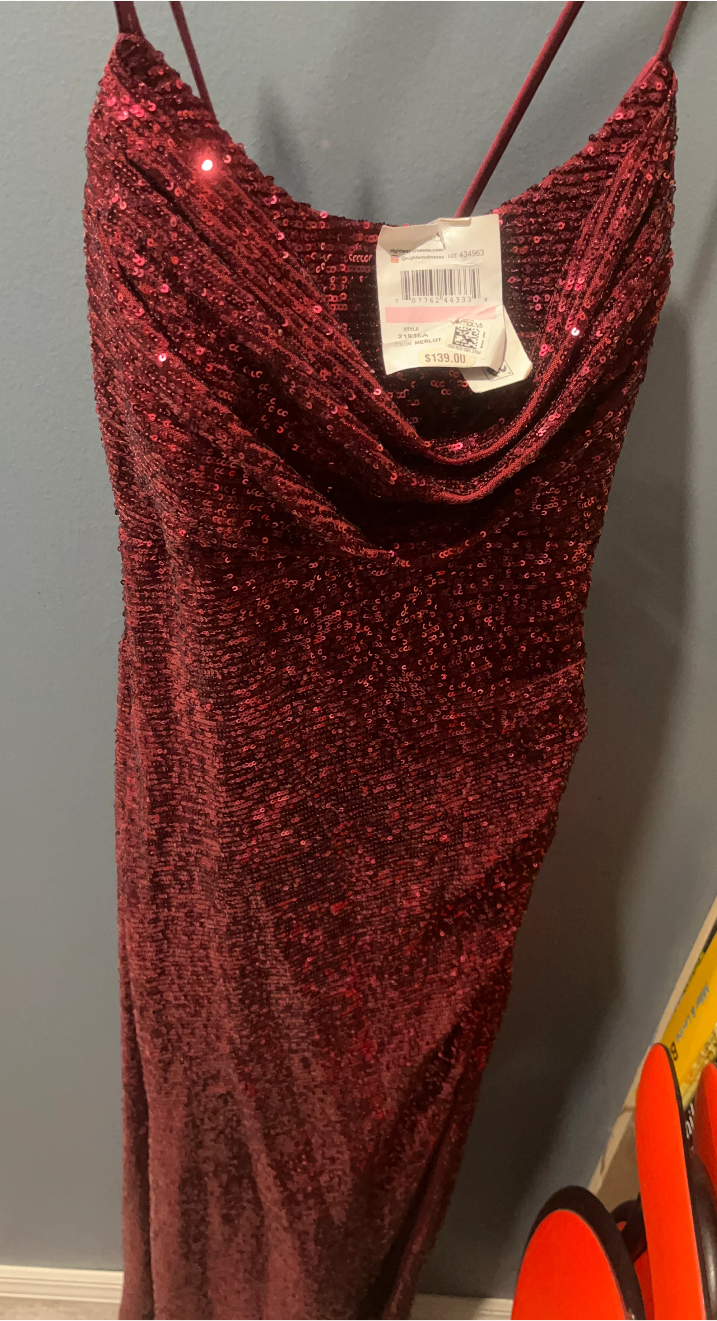 Nightway Merlot Sequin Dress - Style 21936A