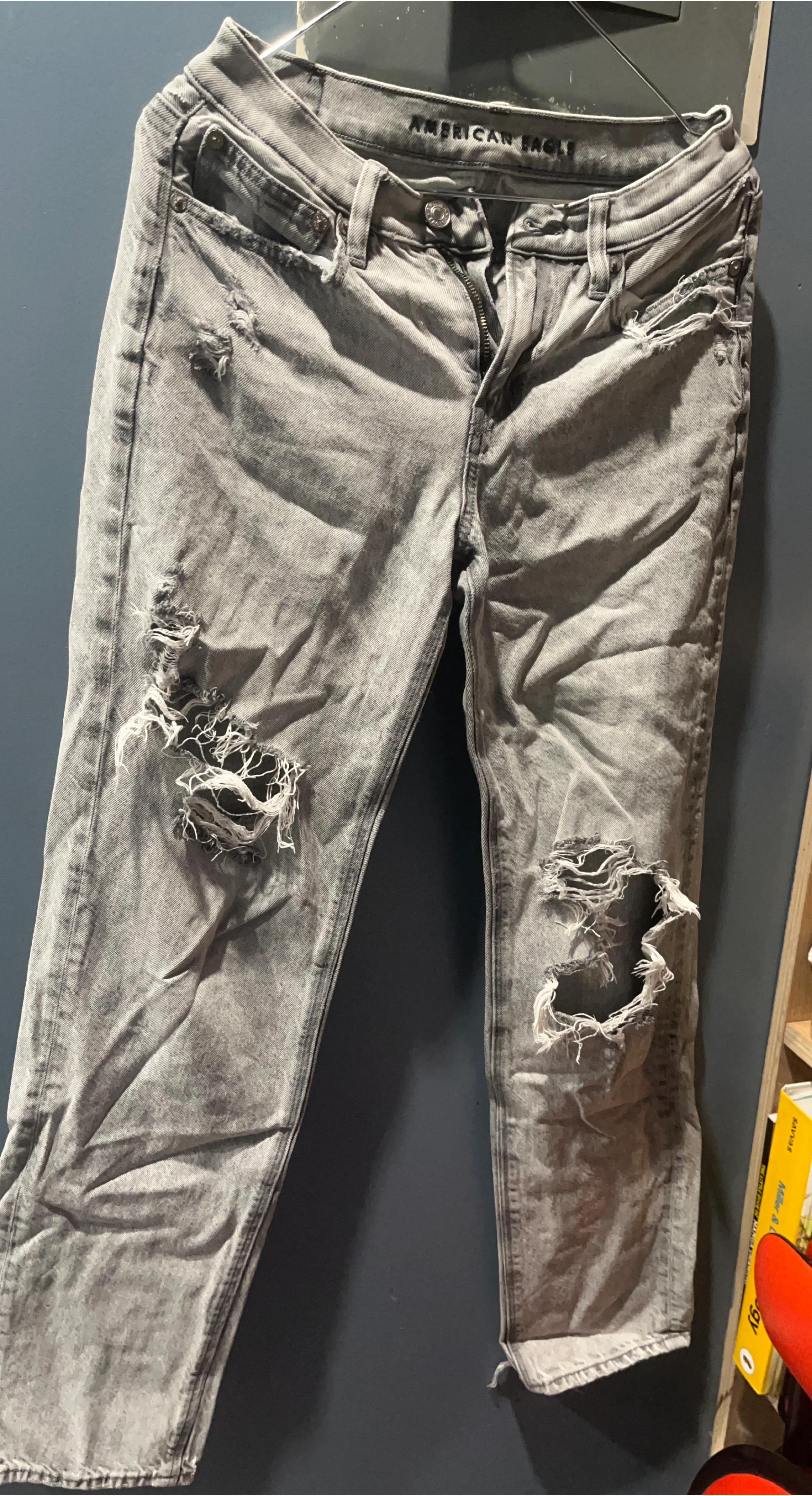 American Eagle Distressed Gray Jeans