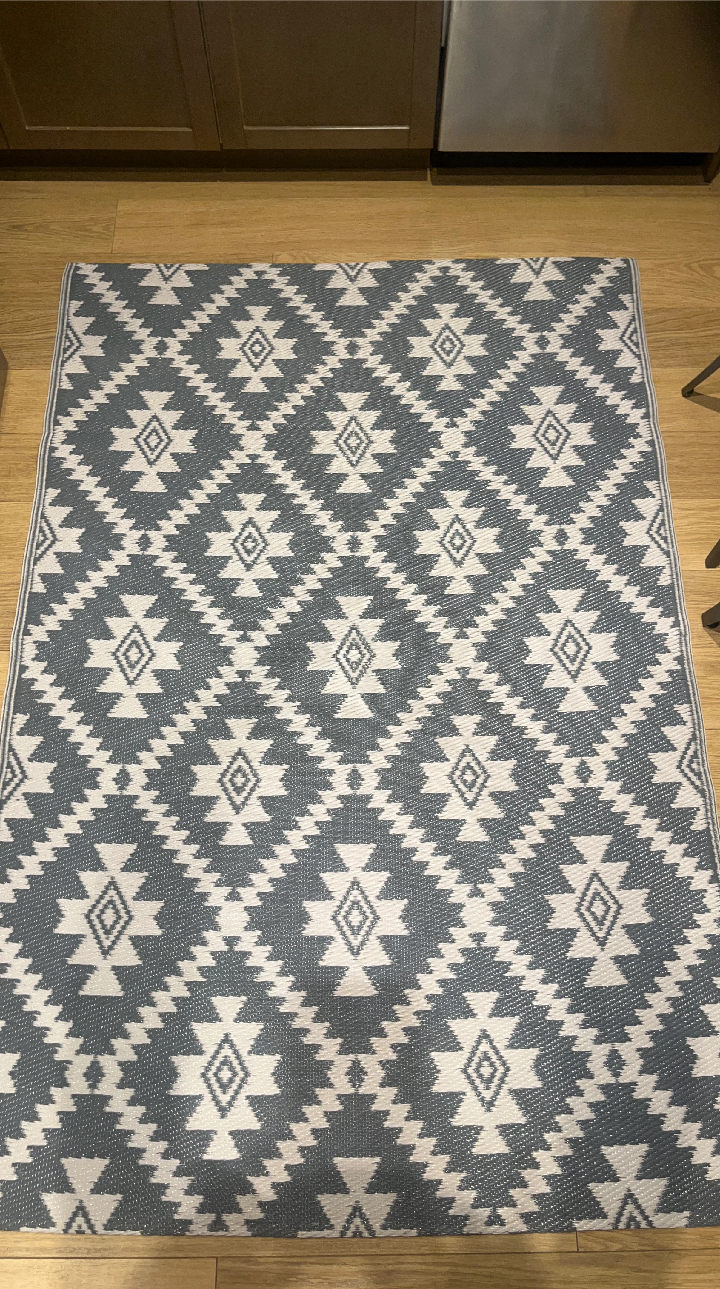 Grey & White Patterned Outdoor Rug thumbnail