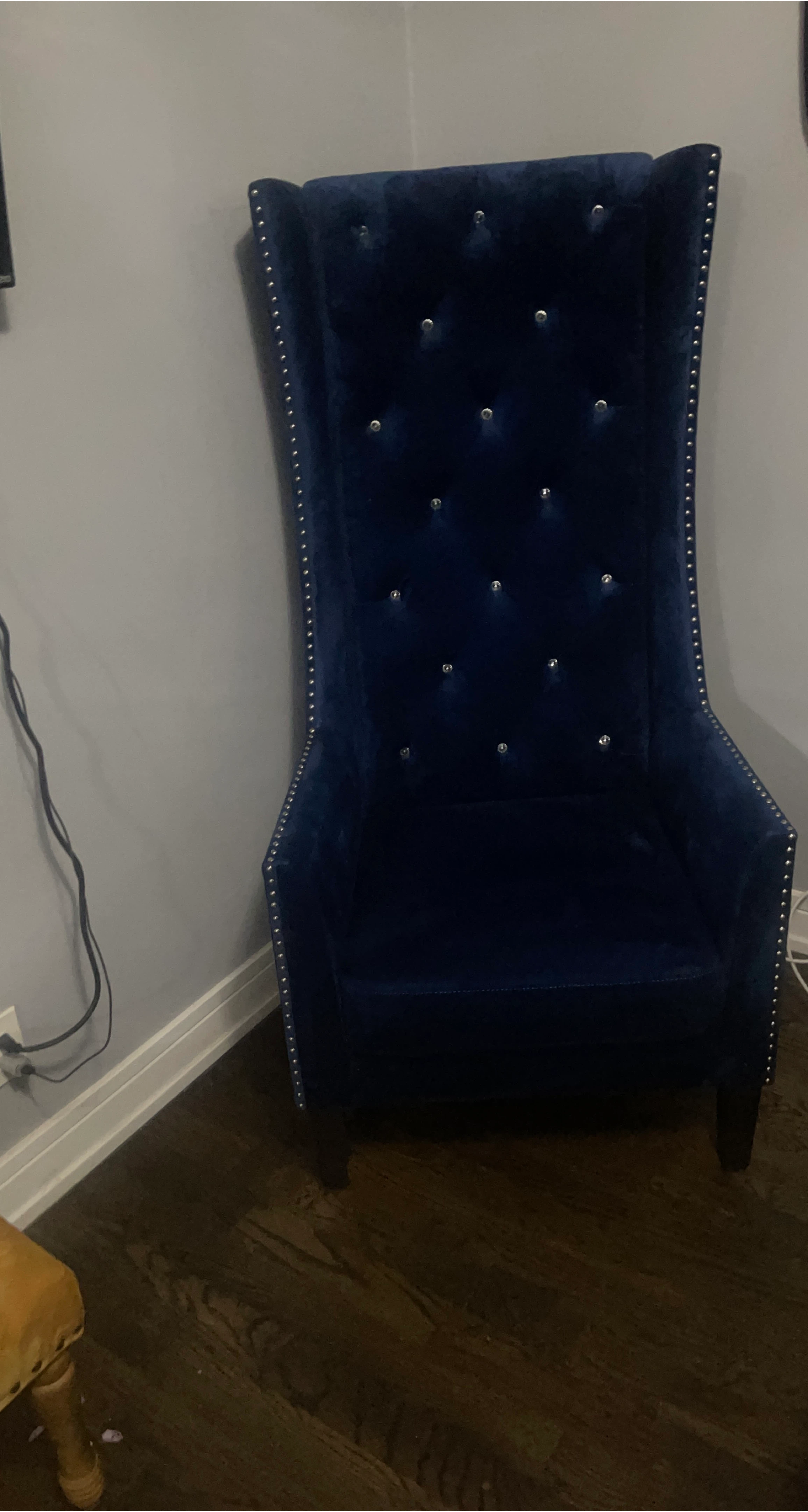 Blue Velvet Wingback Accent Chair