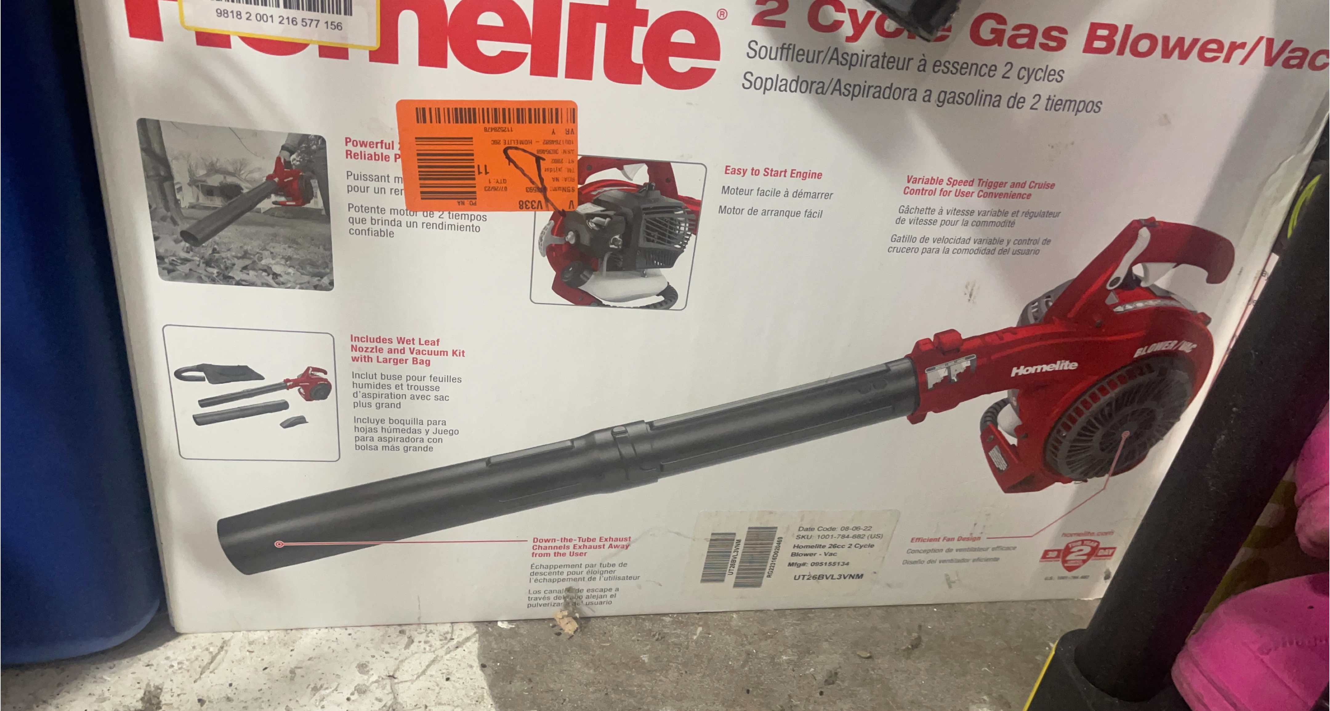 Homelite 26cc 2-Cycle Gas Blower/Vac