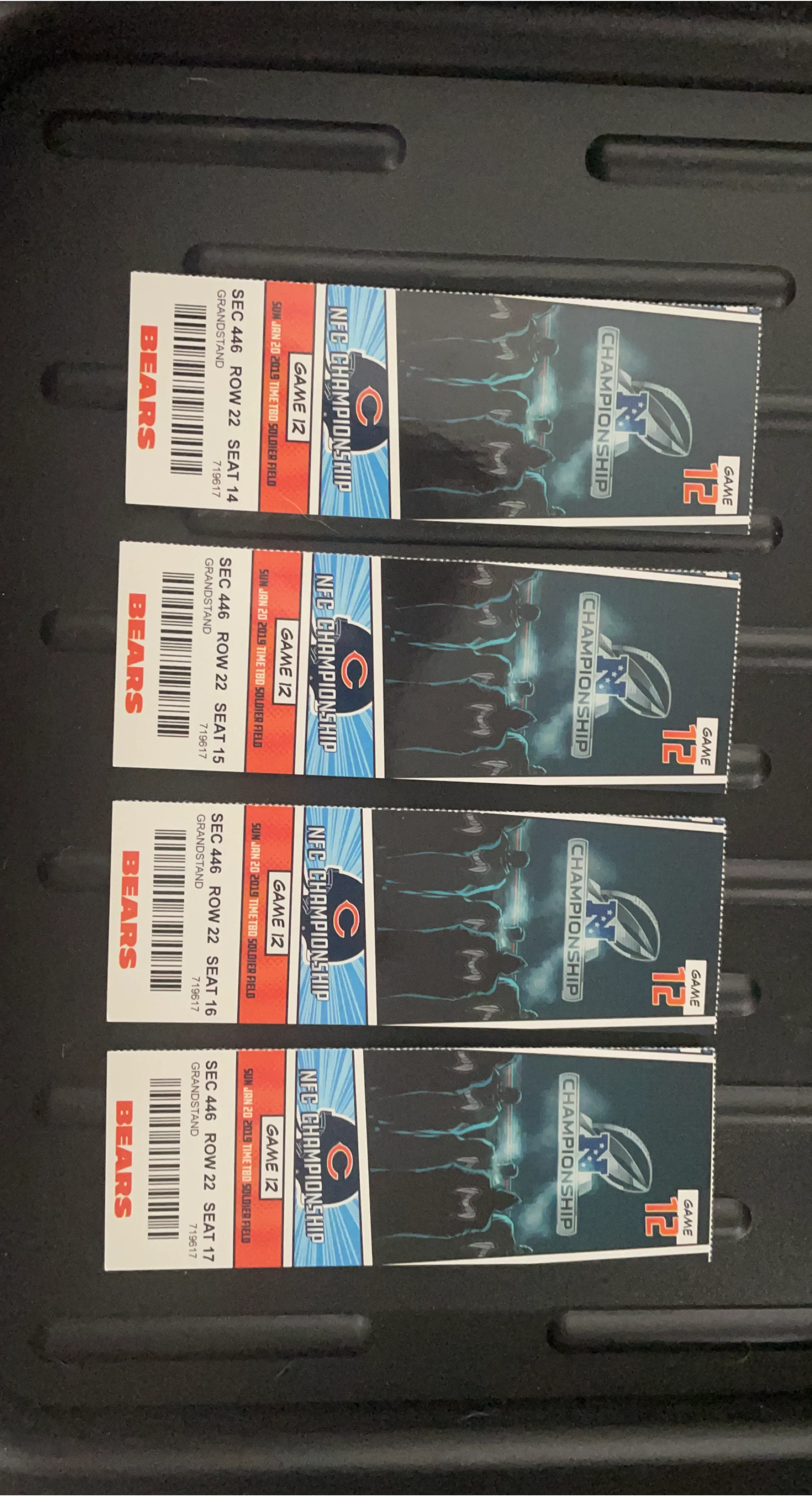 Chicago Bears NFC Championship Tickets - Game Not Played
