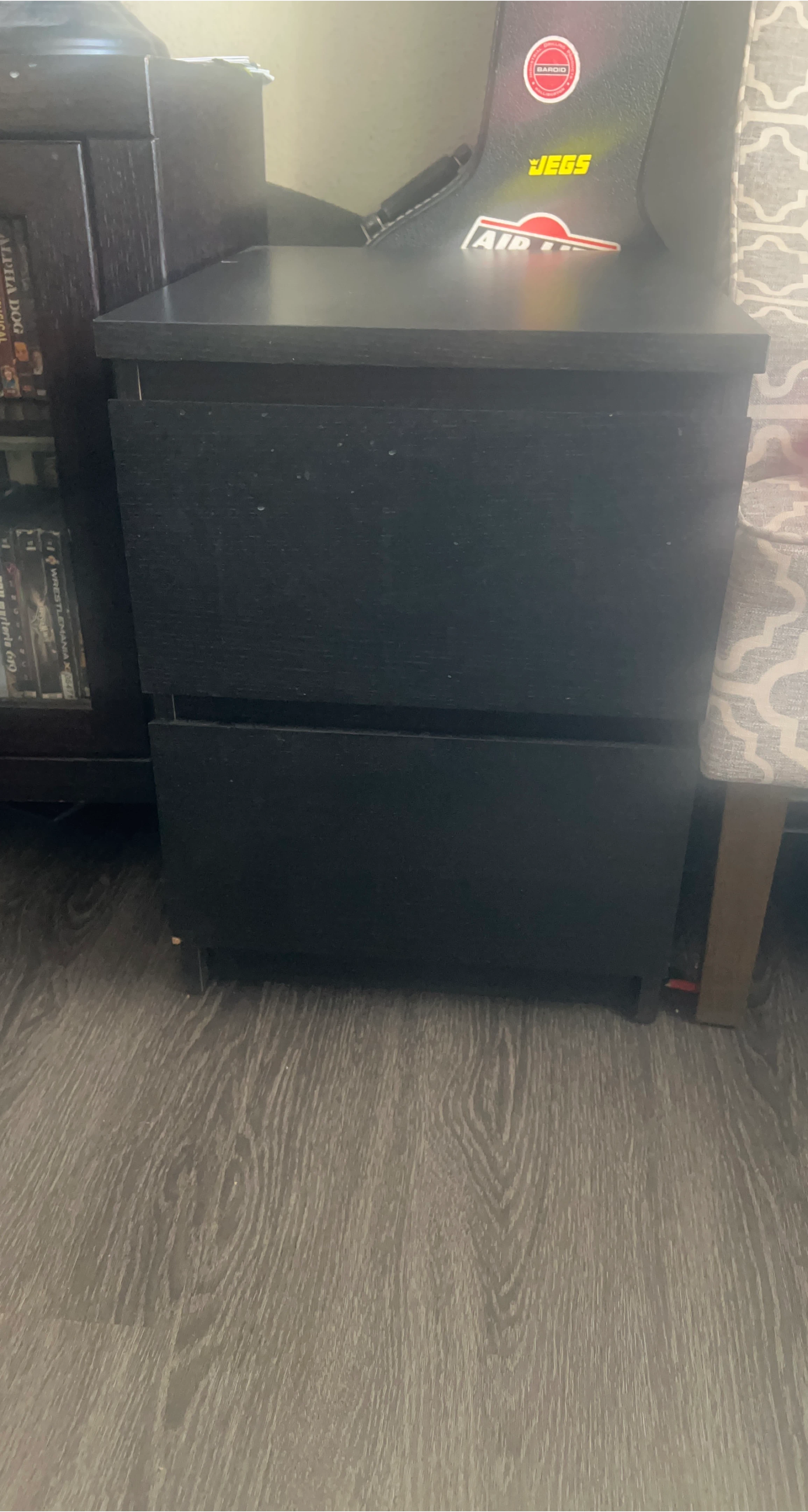 Black 2-Drawer Nightstand thumbnail