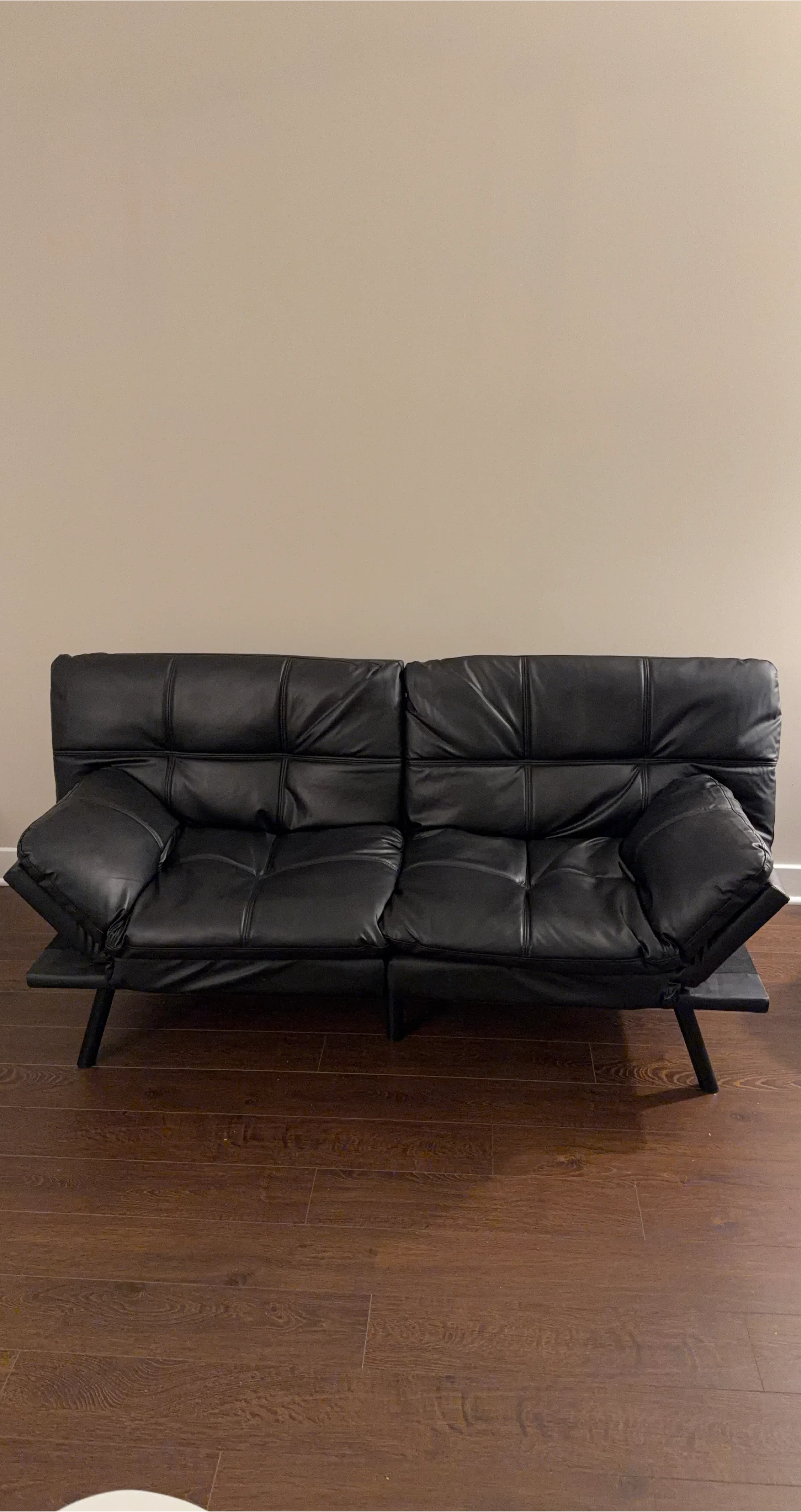 Black Faux Leather Futon Sofa Bed