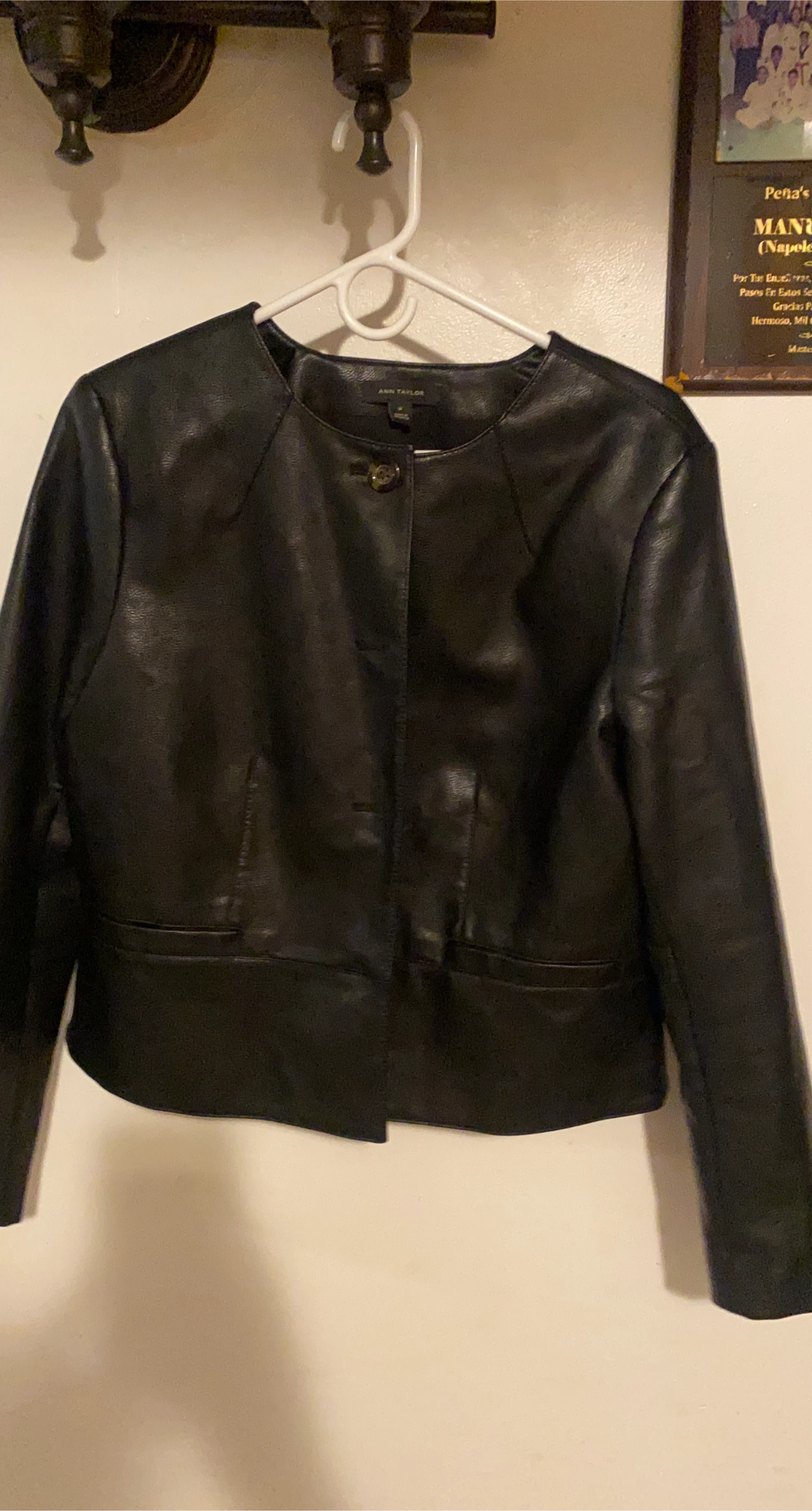 Ann Taylor Black Leather Jacket - Size L