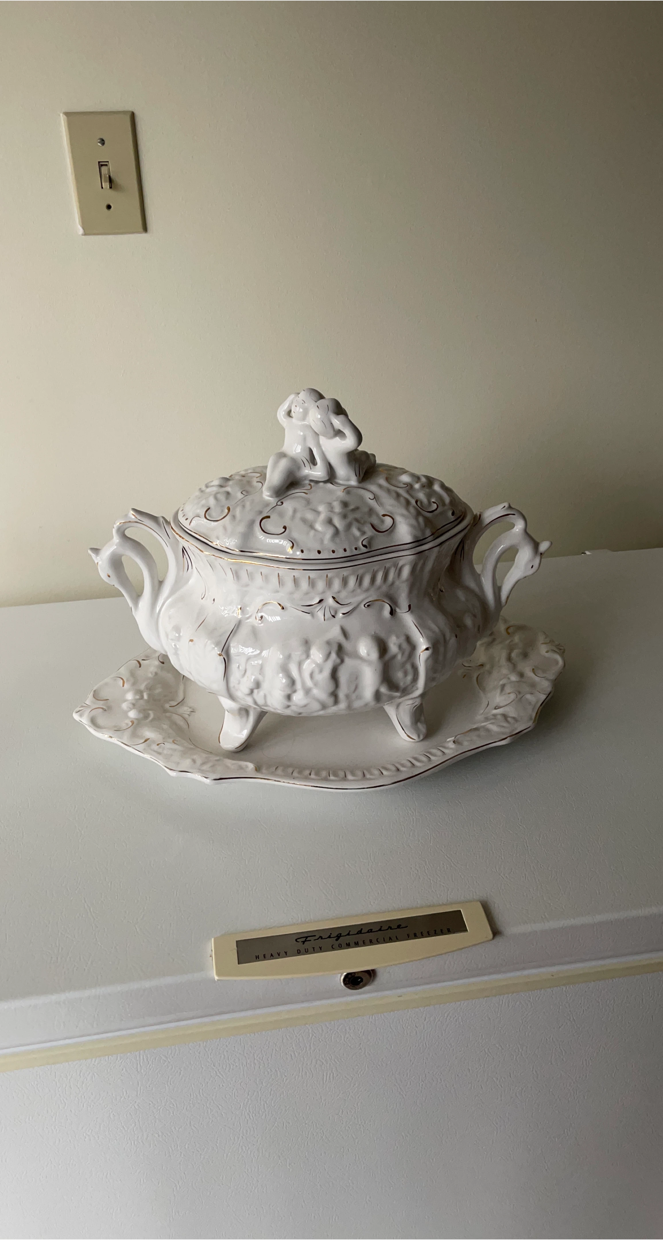 Vintage White Ceramic Tureen with Lid