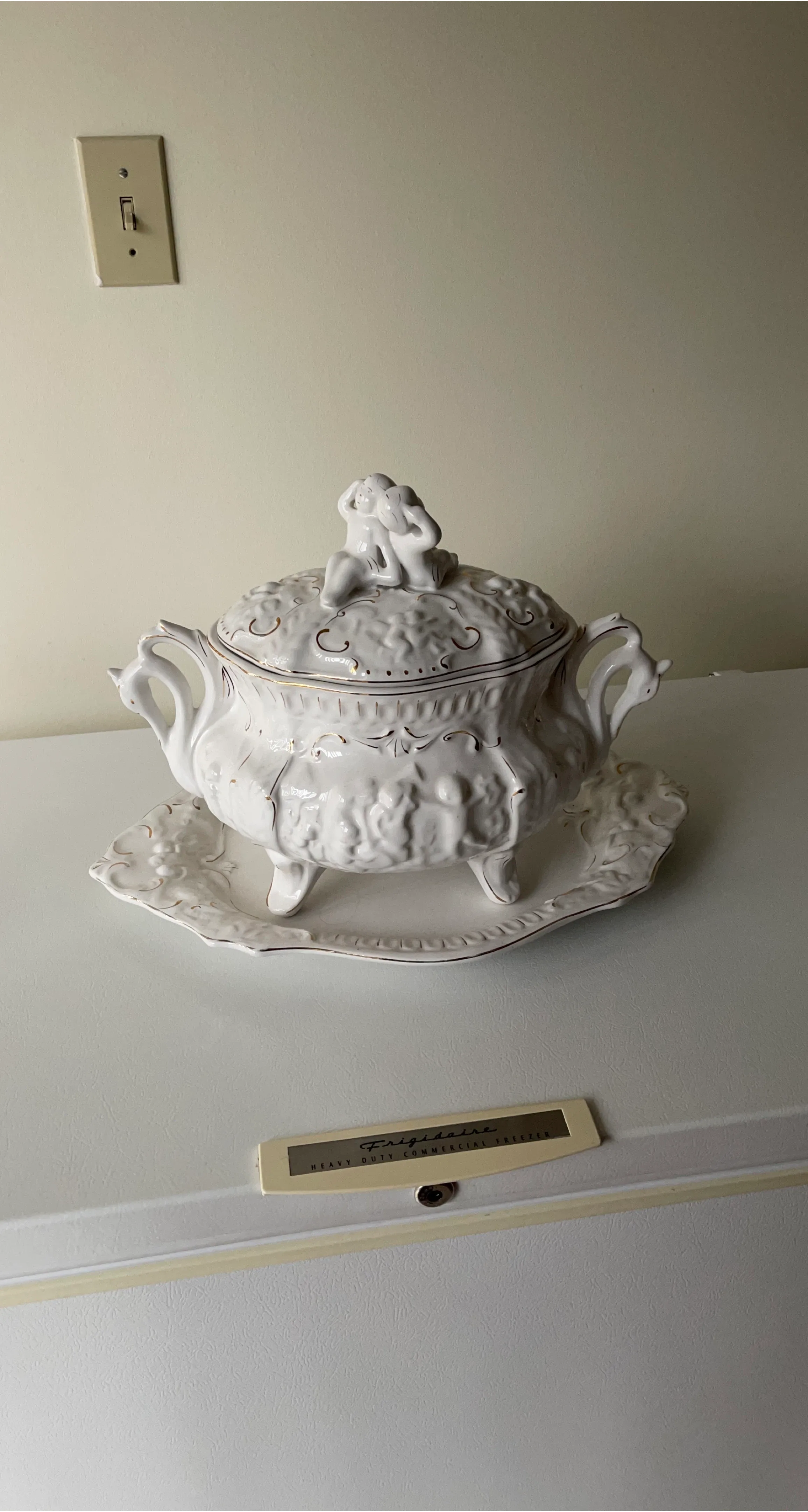 Vintage White Ceramic Tureen with Lid