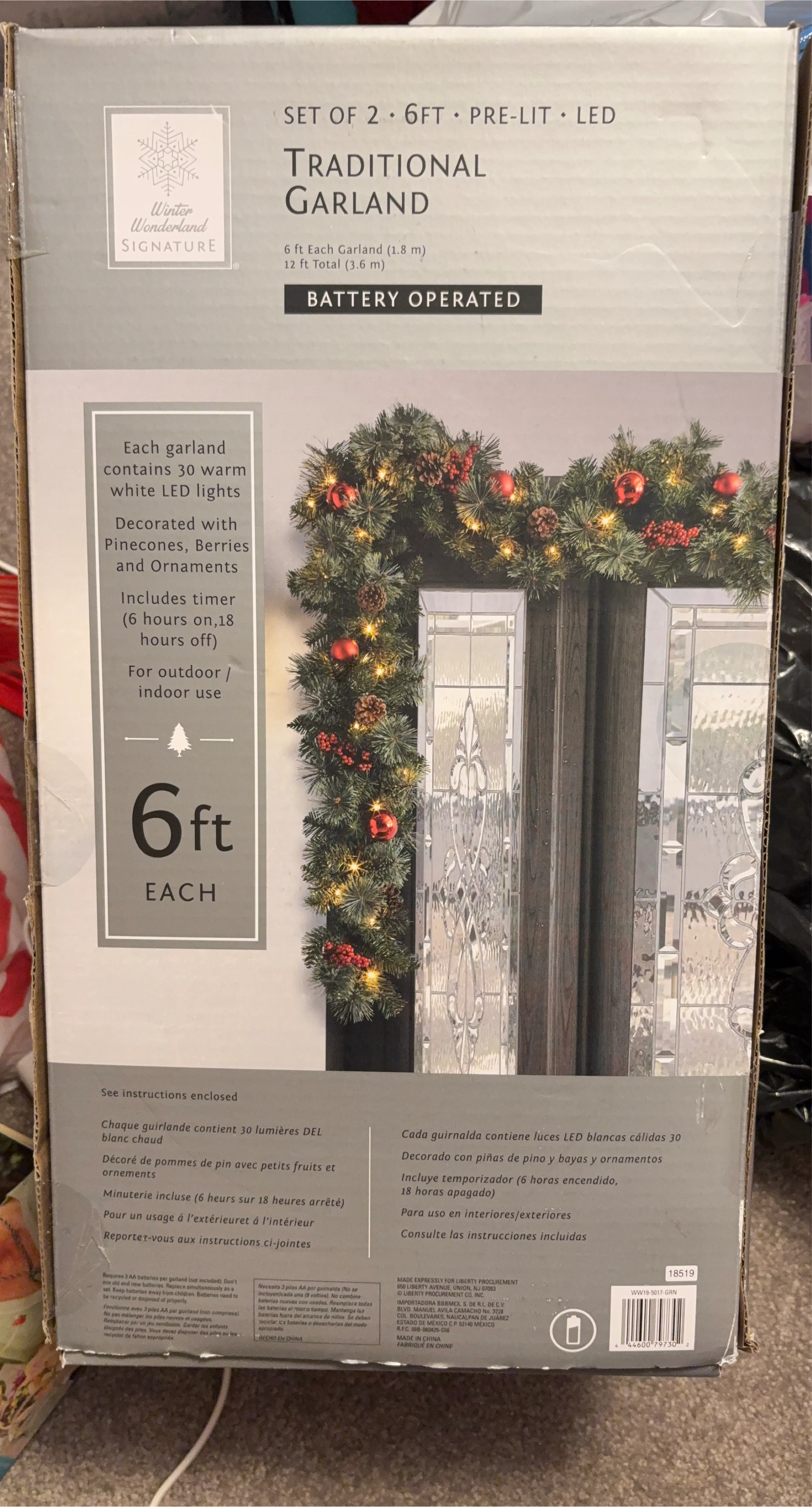 Winter Wonderland 6ft LED Traditional Garland - New