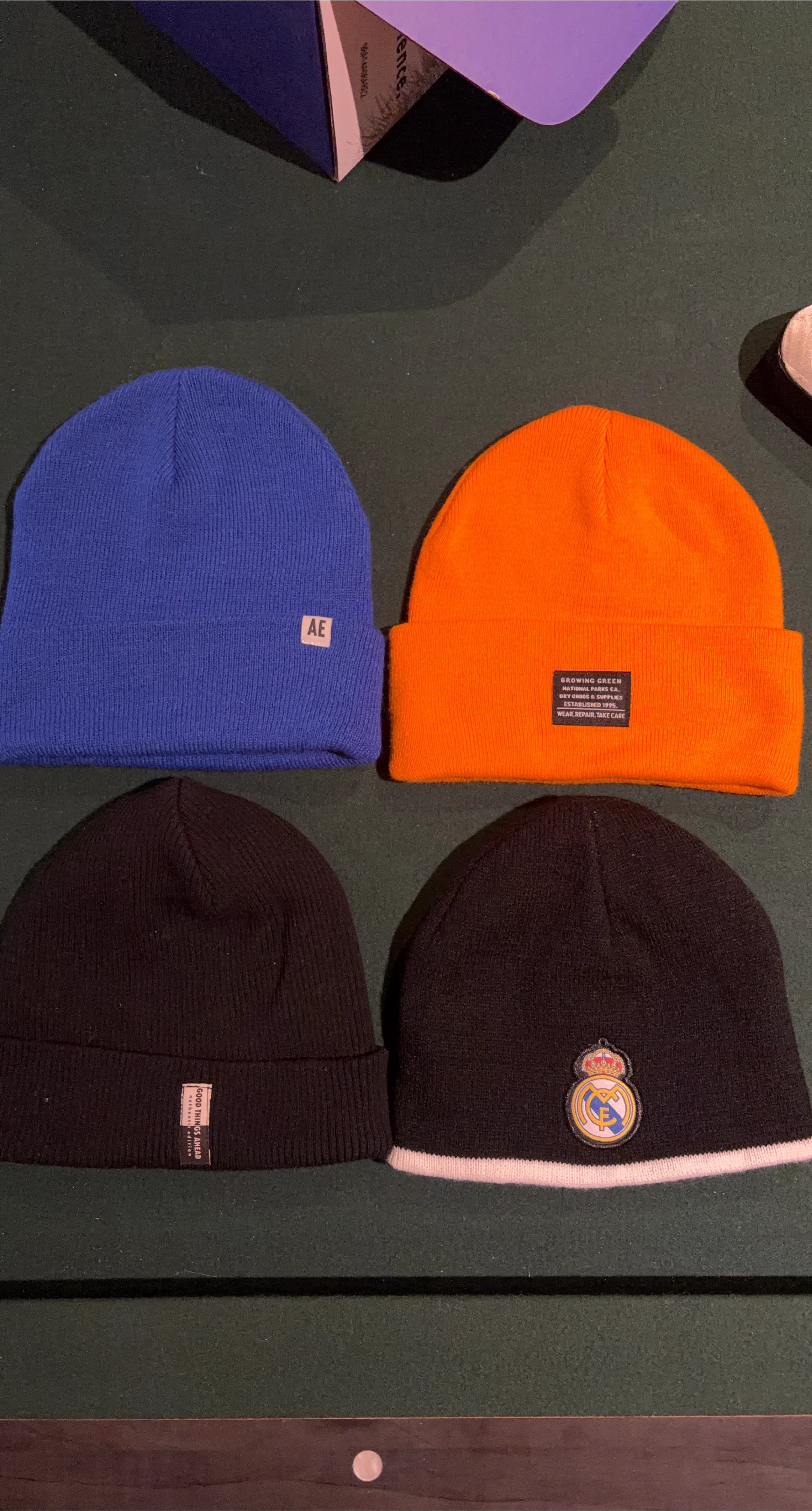 Assorted Beanies: AE, Growing Green, Real Madrid thumbnail