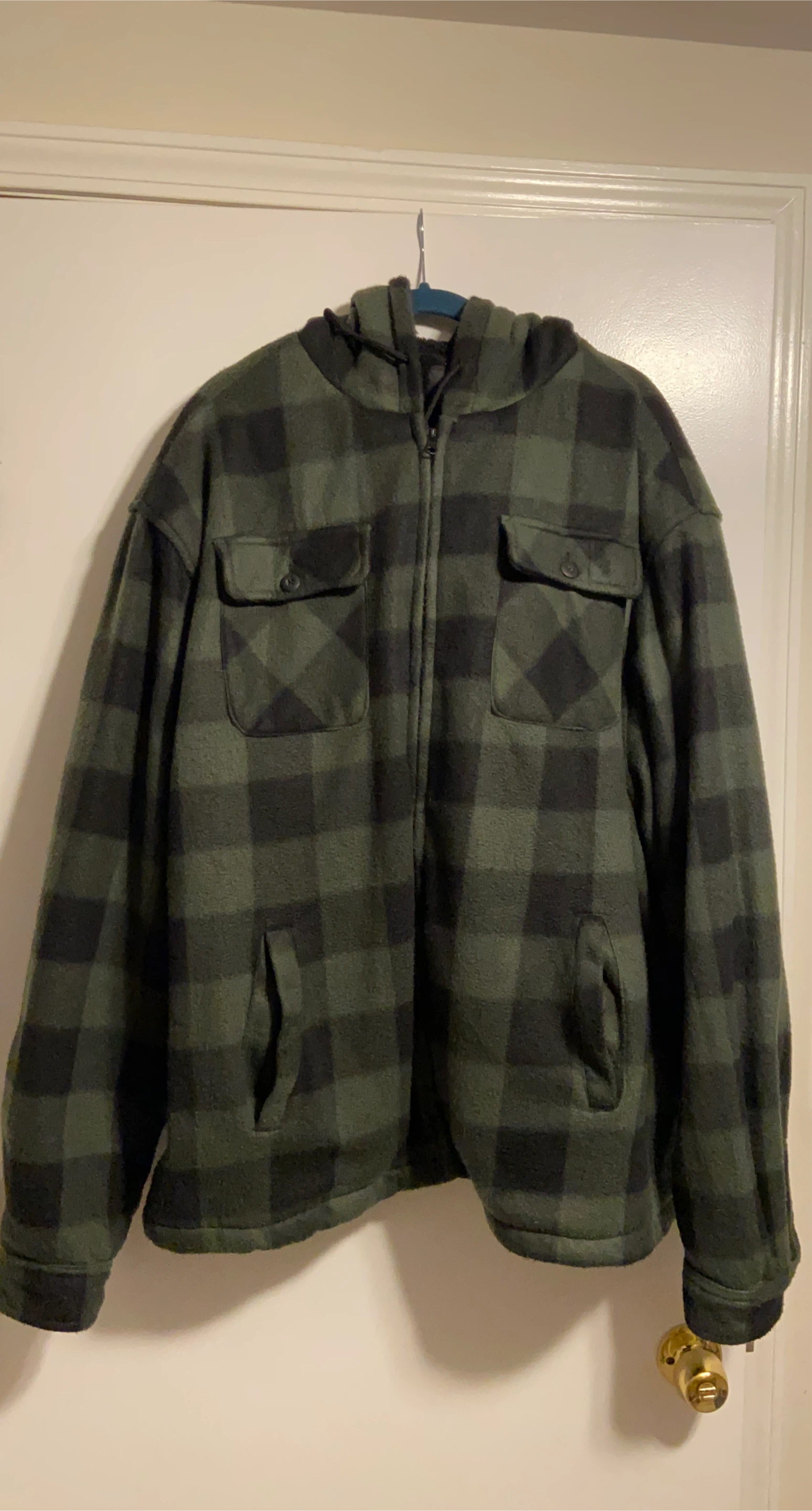 Hooded Flannel Jacket - Green & Black Plaid