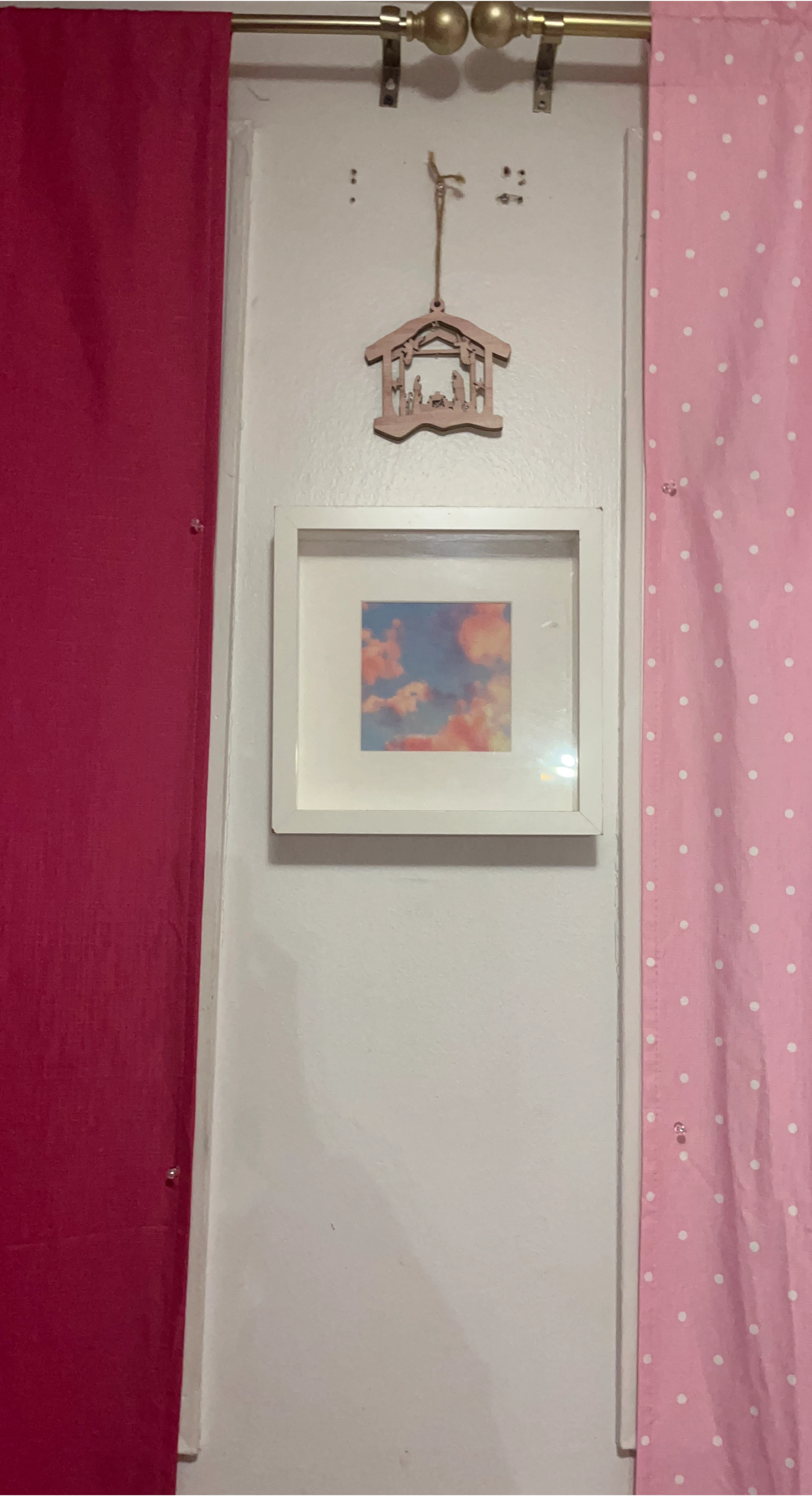 pink and blue cloud painting