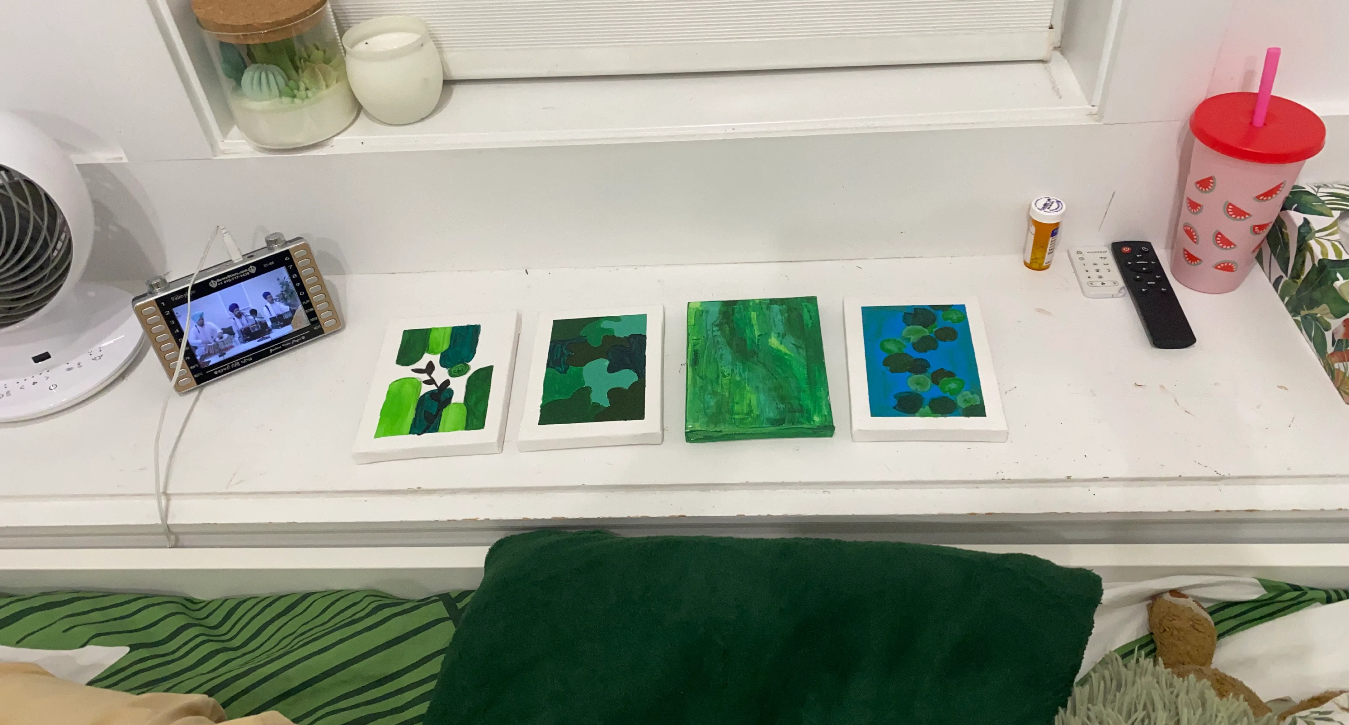 Four Small Green Paintings