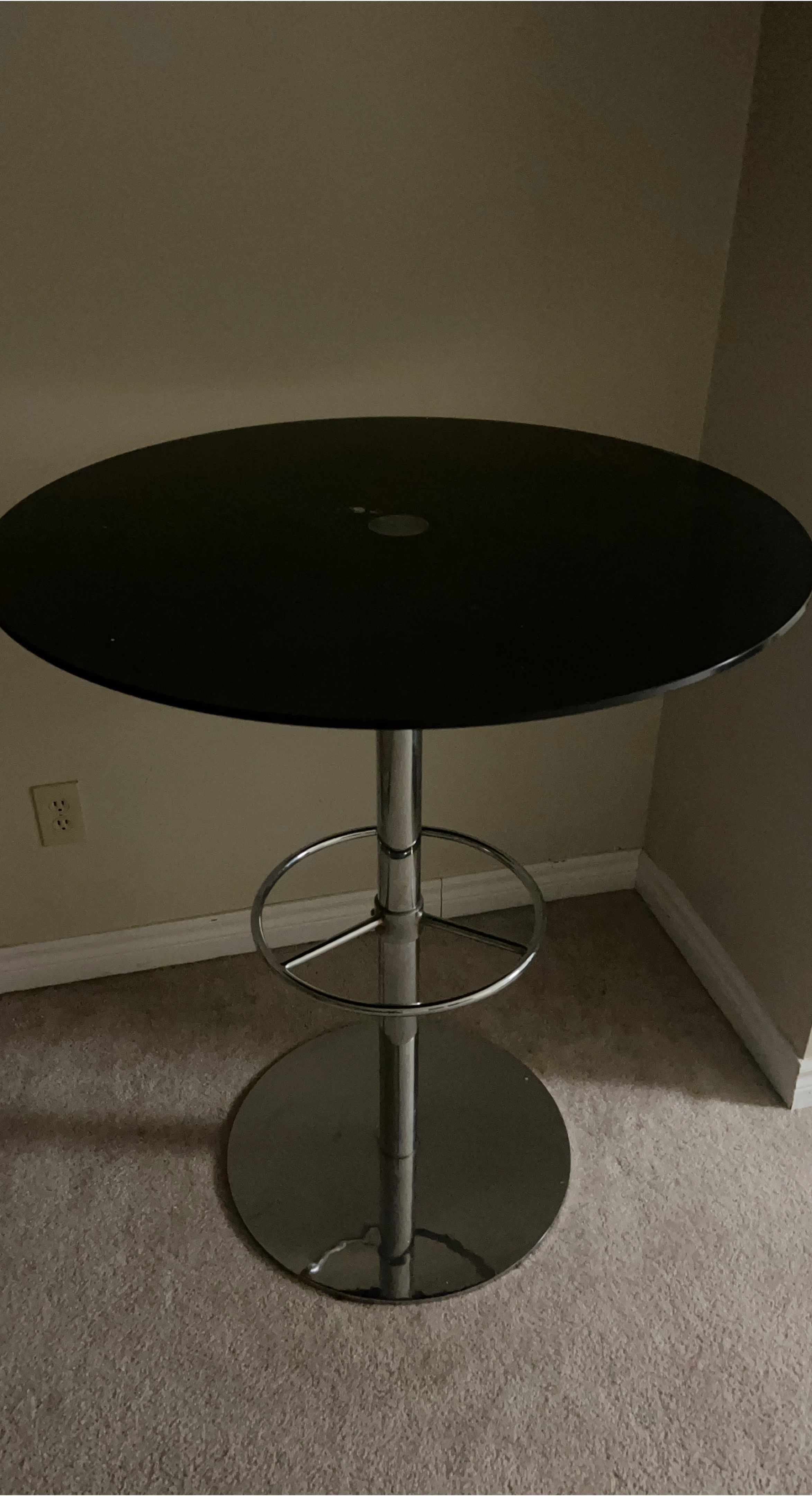 Black Bar Table with Chrome Base