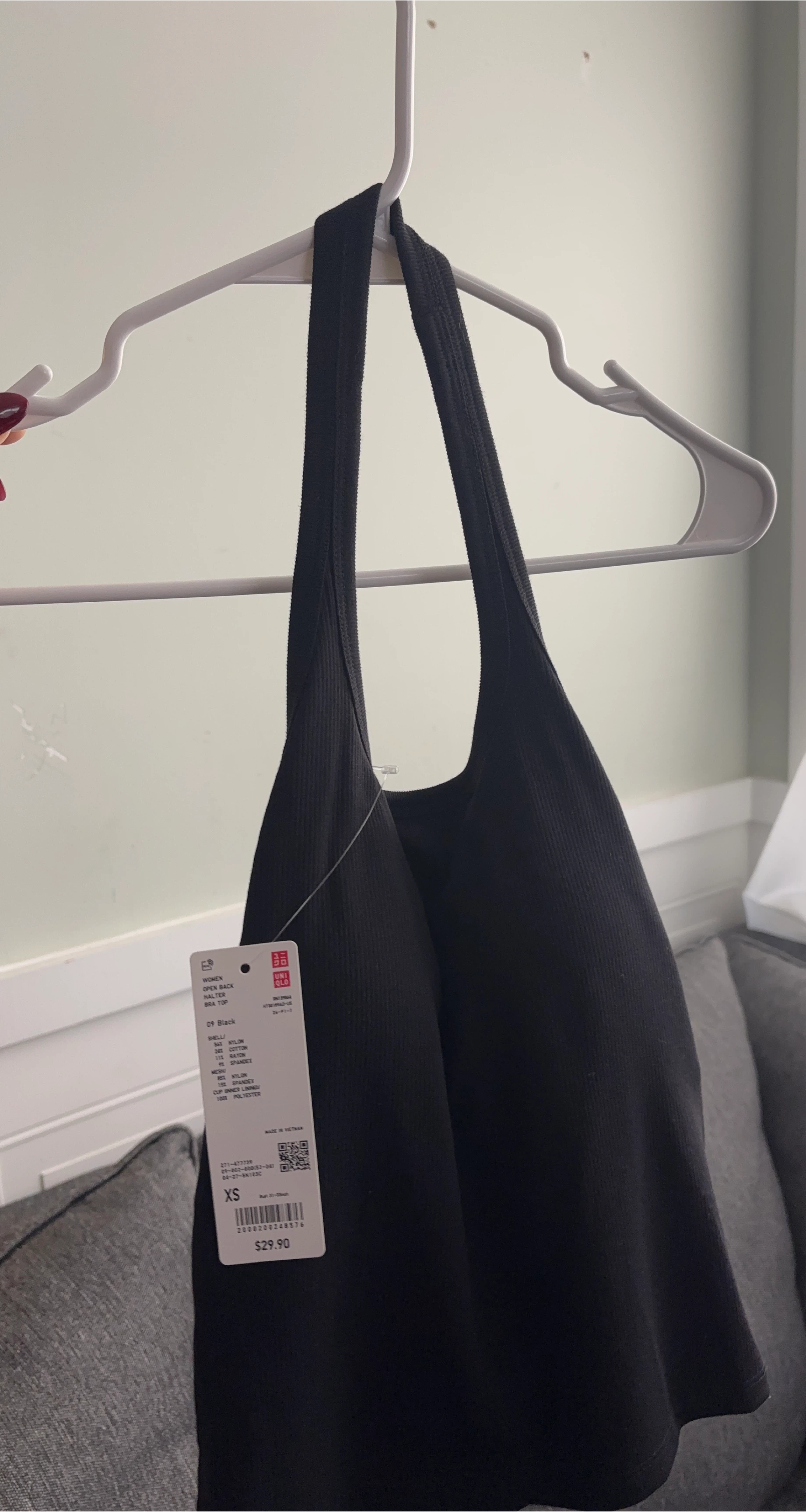 Uniqlo Open Back Halter Bra Top - Black XS