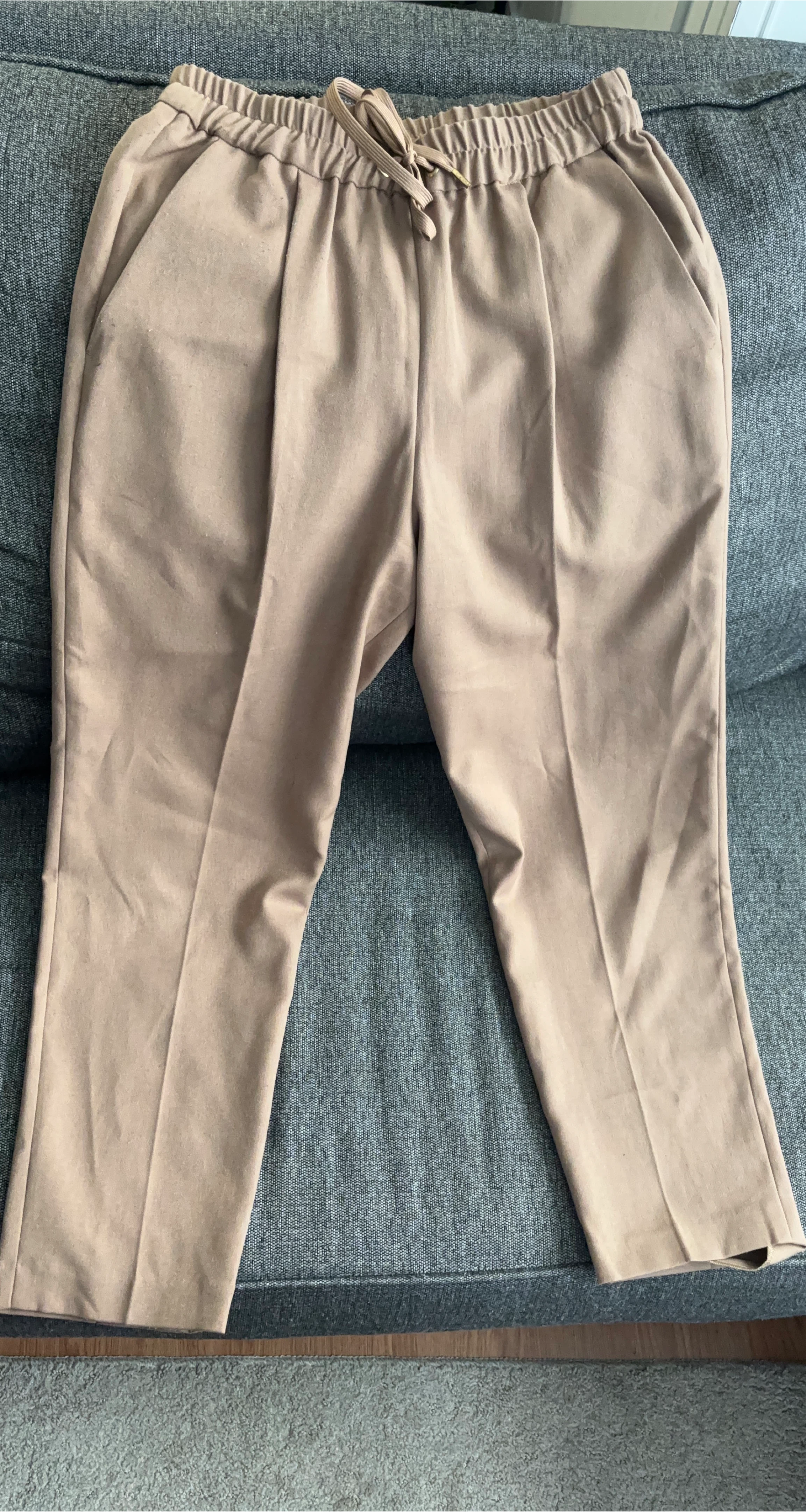 Beige Casual Pants with Drawstring image indicator(1)