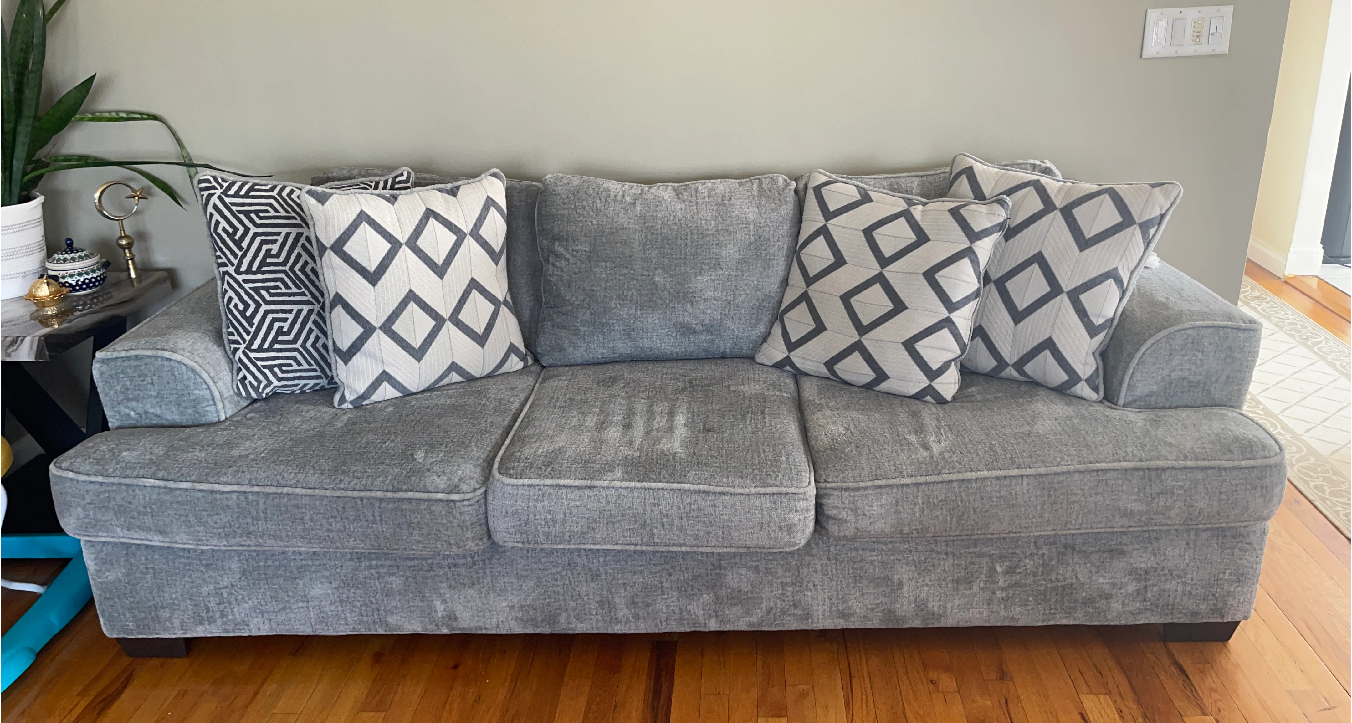 Gray Sofa with Pillows