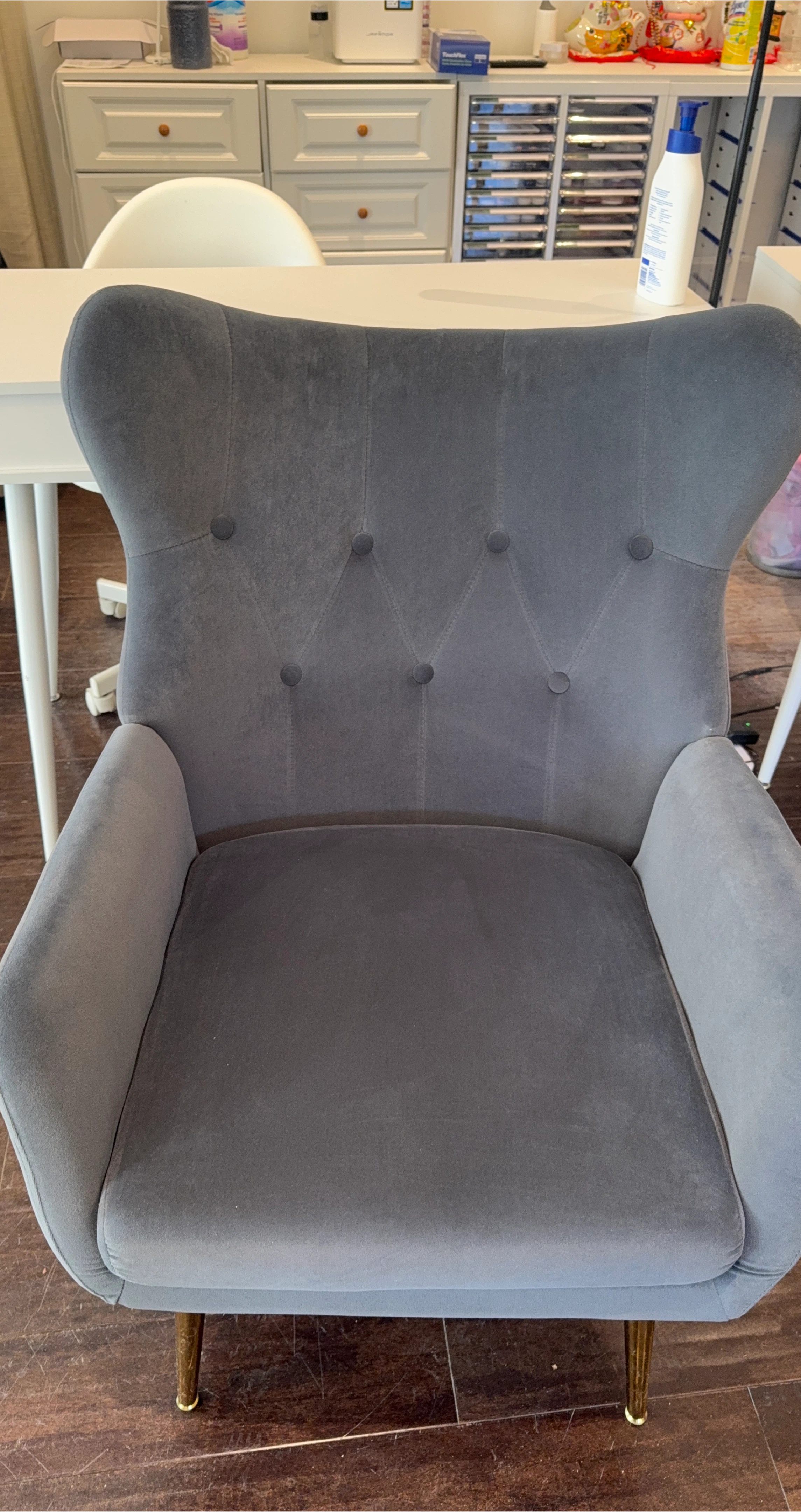 Grey Wingback Accent Chair image indicator(1)