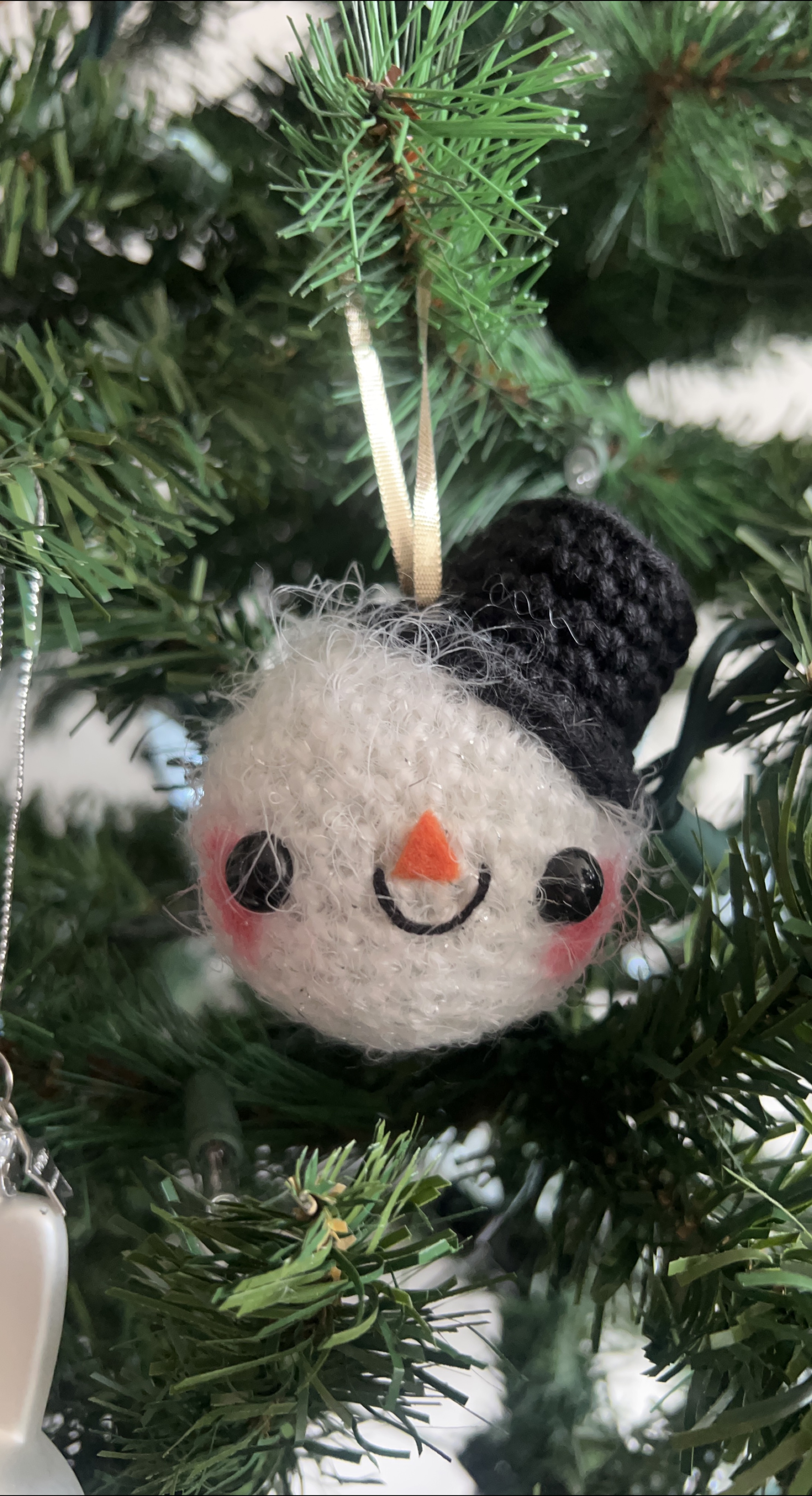 Handmade Crochet Snowman Ornament thumbnail