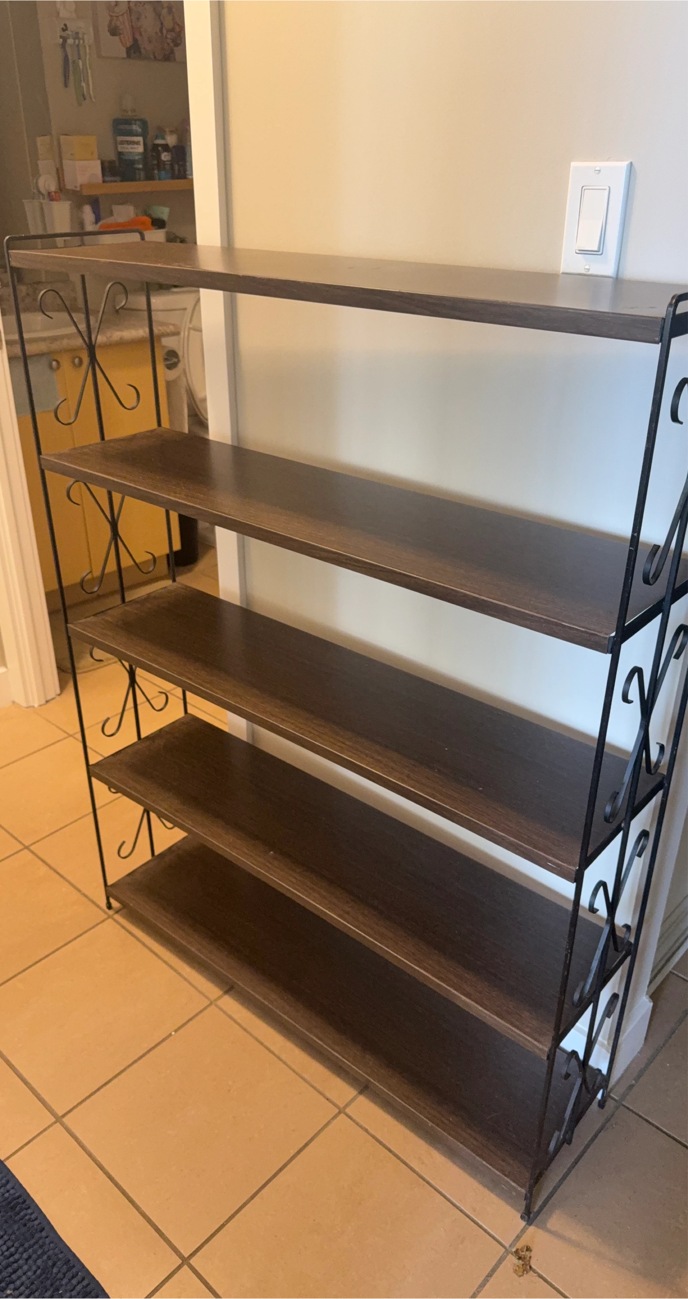 Dark Brown Metal Frame Shelf
