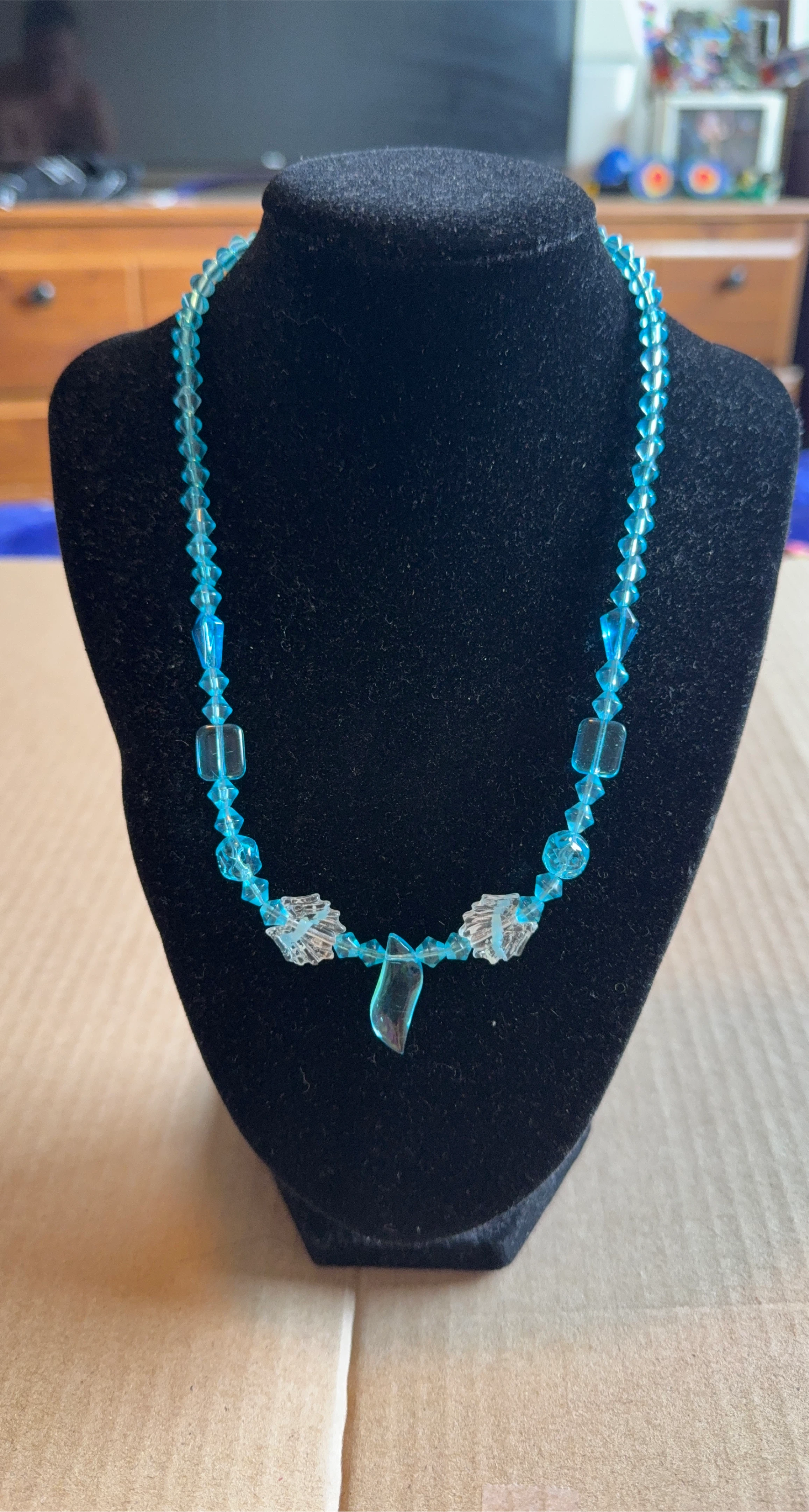 Blue Glass Beaded Necklace