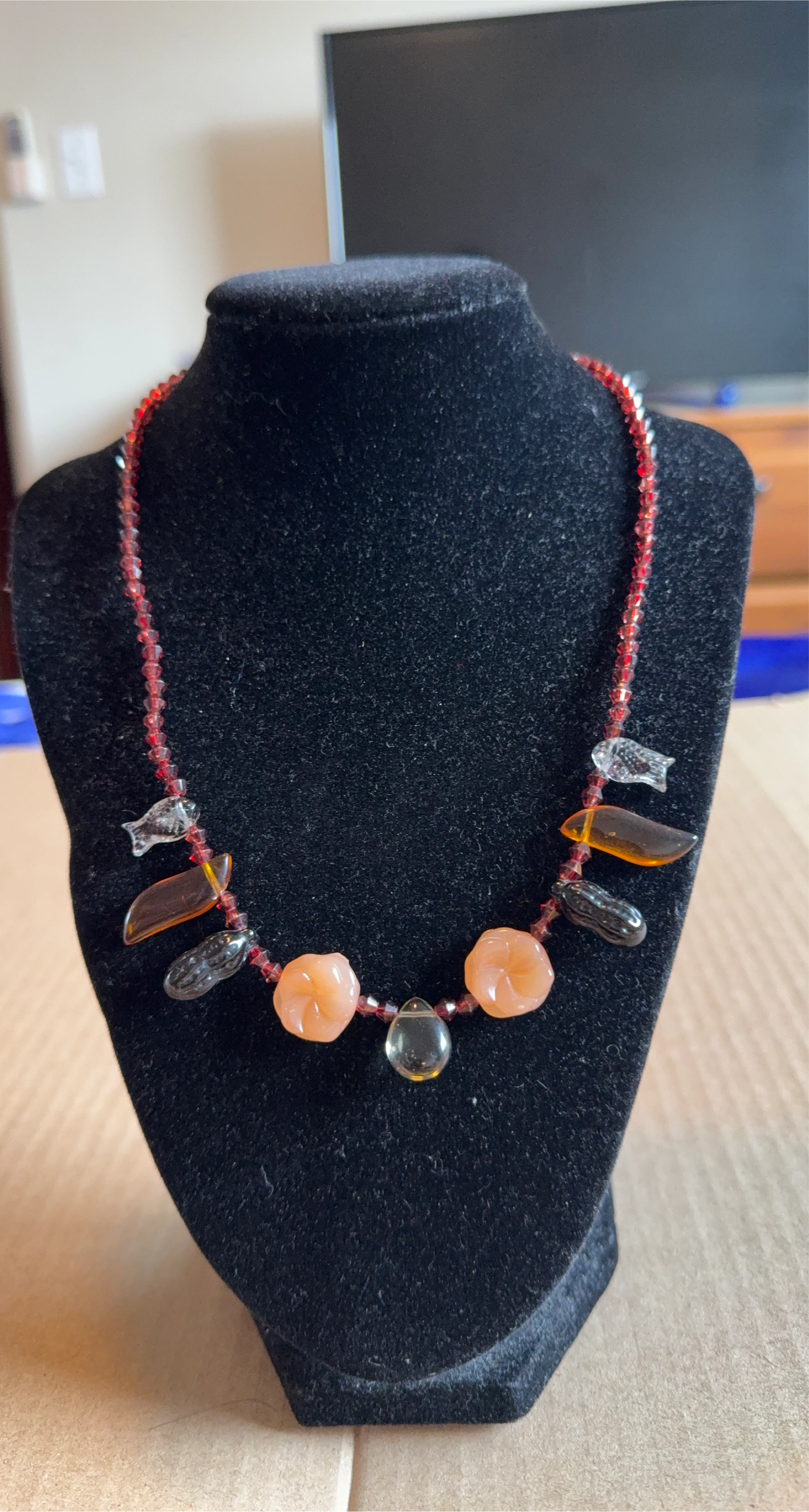 Beaded Necklace with Glass Accents