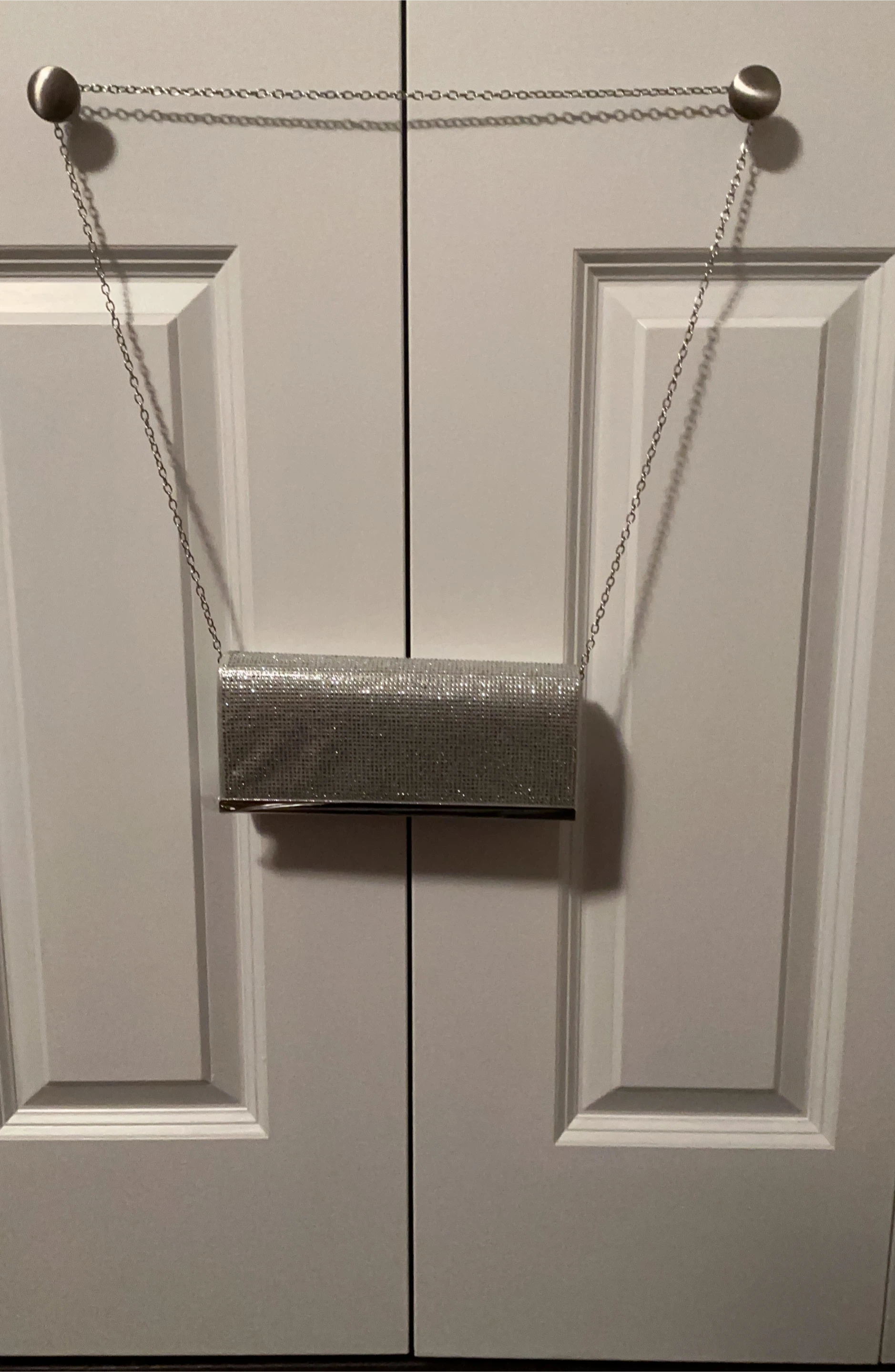 Silver Evening Clutch with Chain Strap