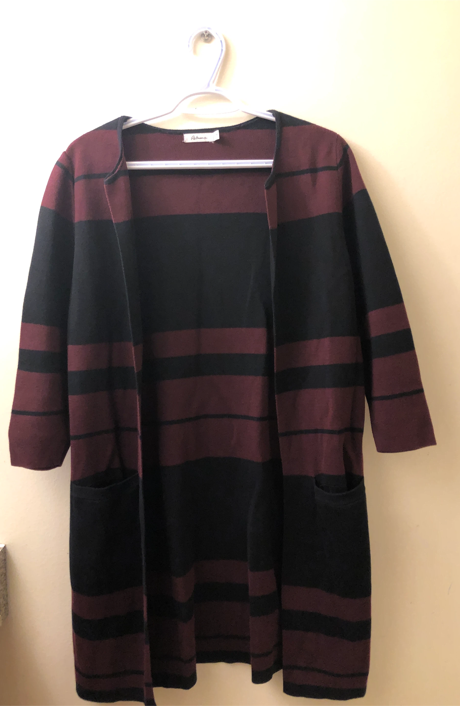Women’s Reitmans XS Cardigan - Burgundy & Black Stripes