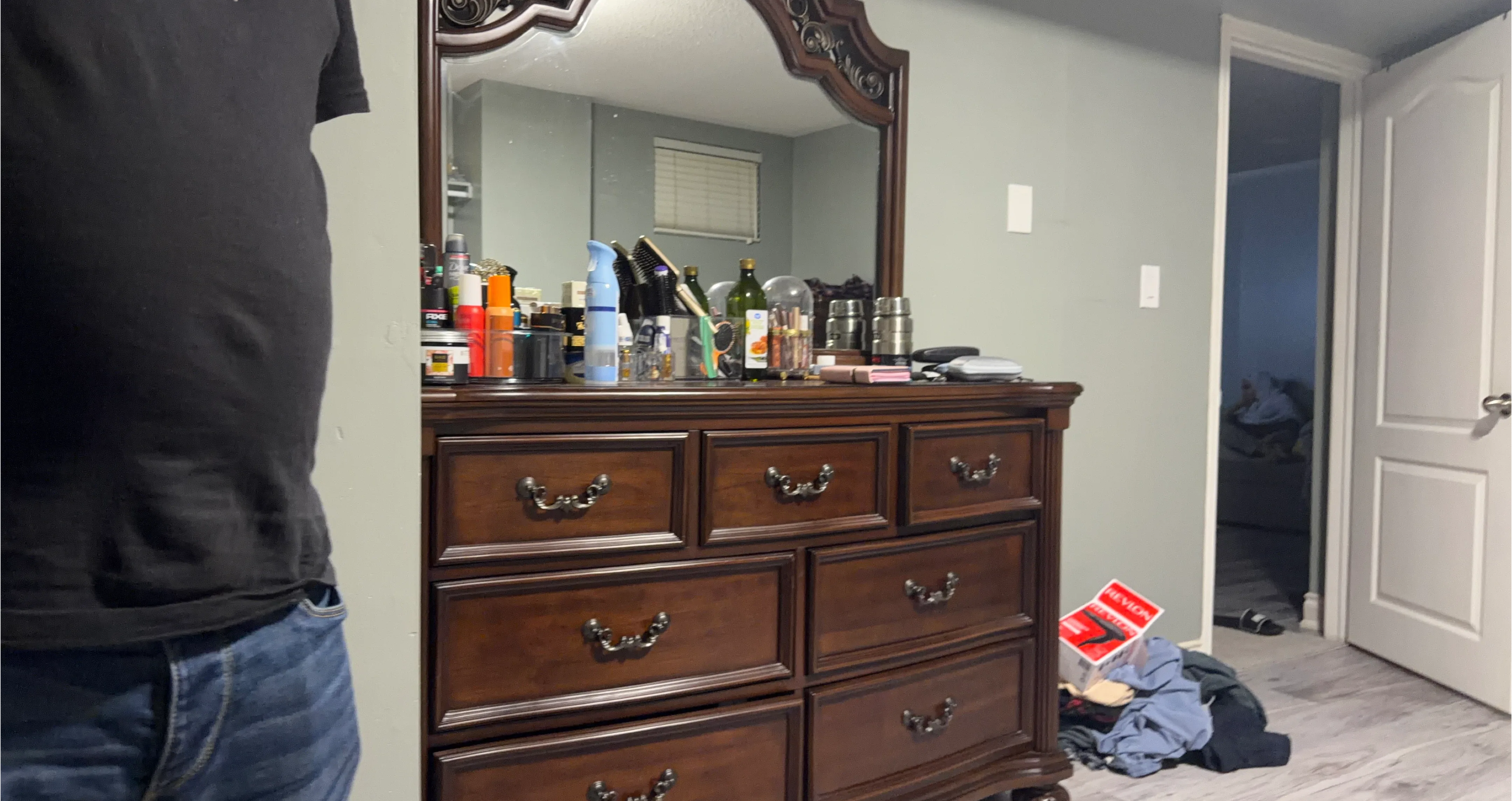 Wooden Dresser with Mirror