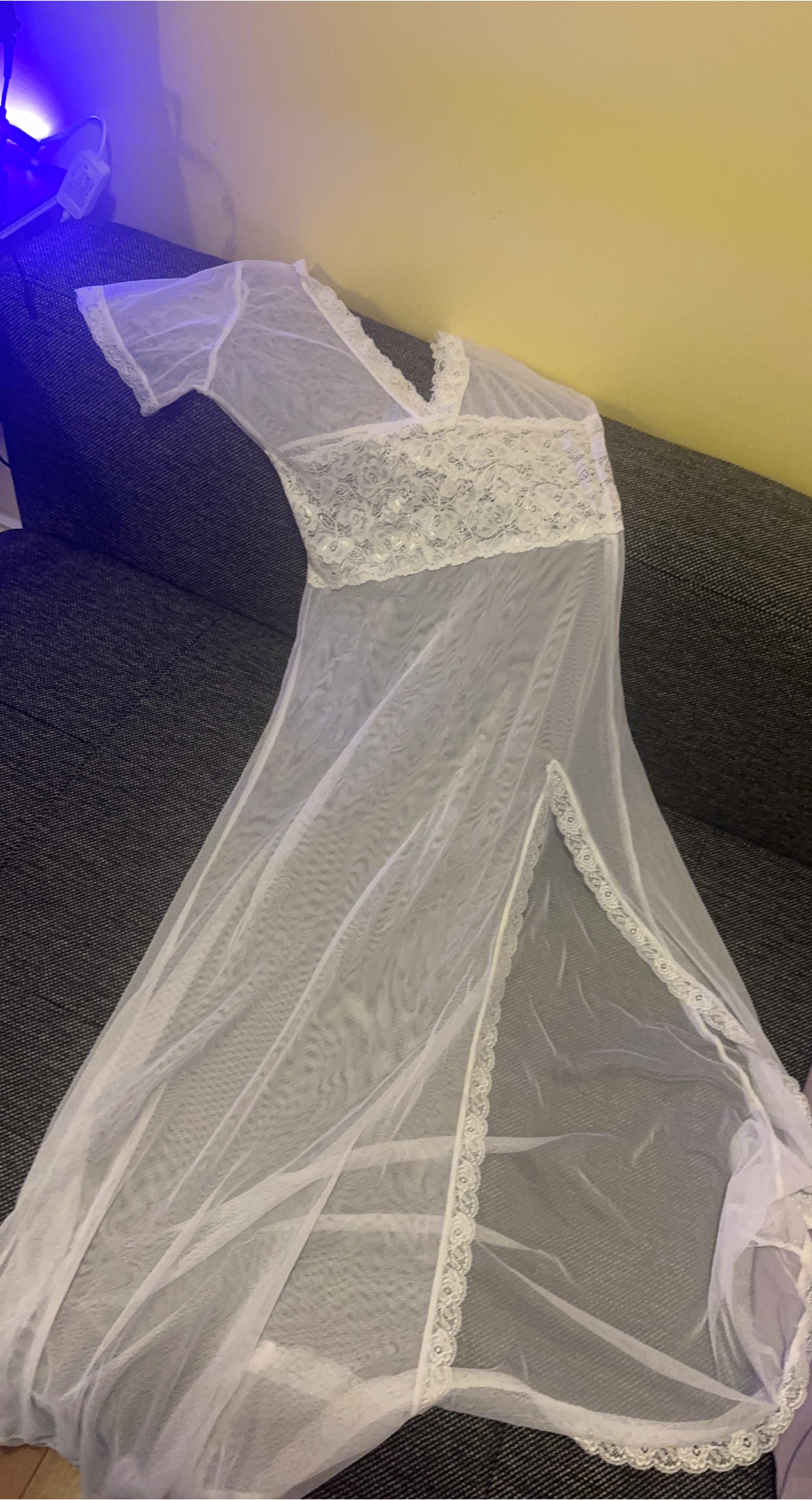 White Sheer Lace Nightgown image indicator(1)