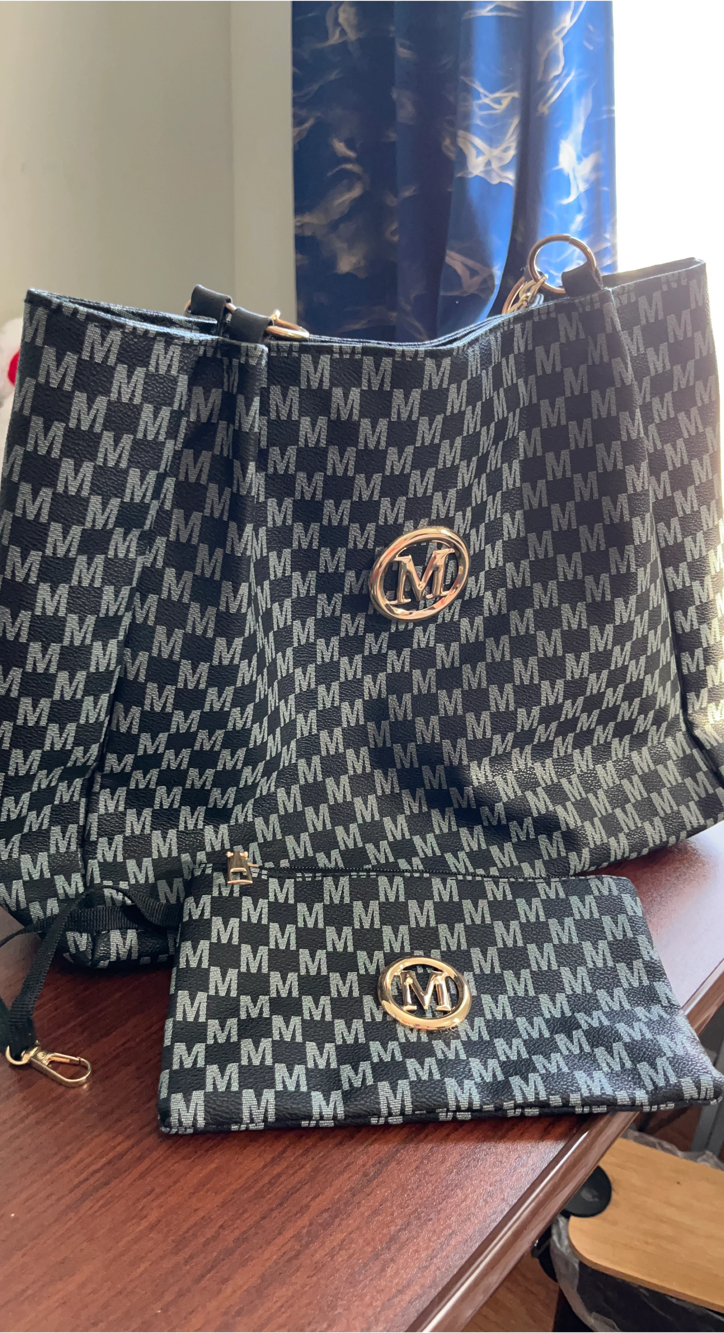 M Pattern Tote Bag with Wallet