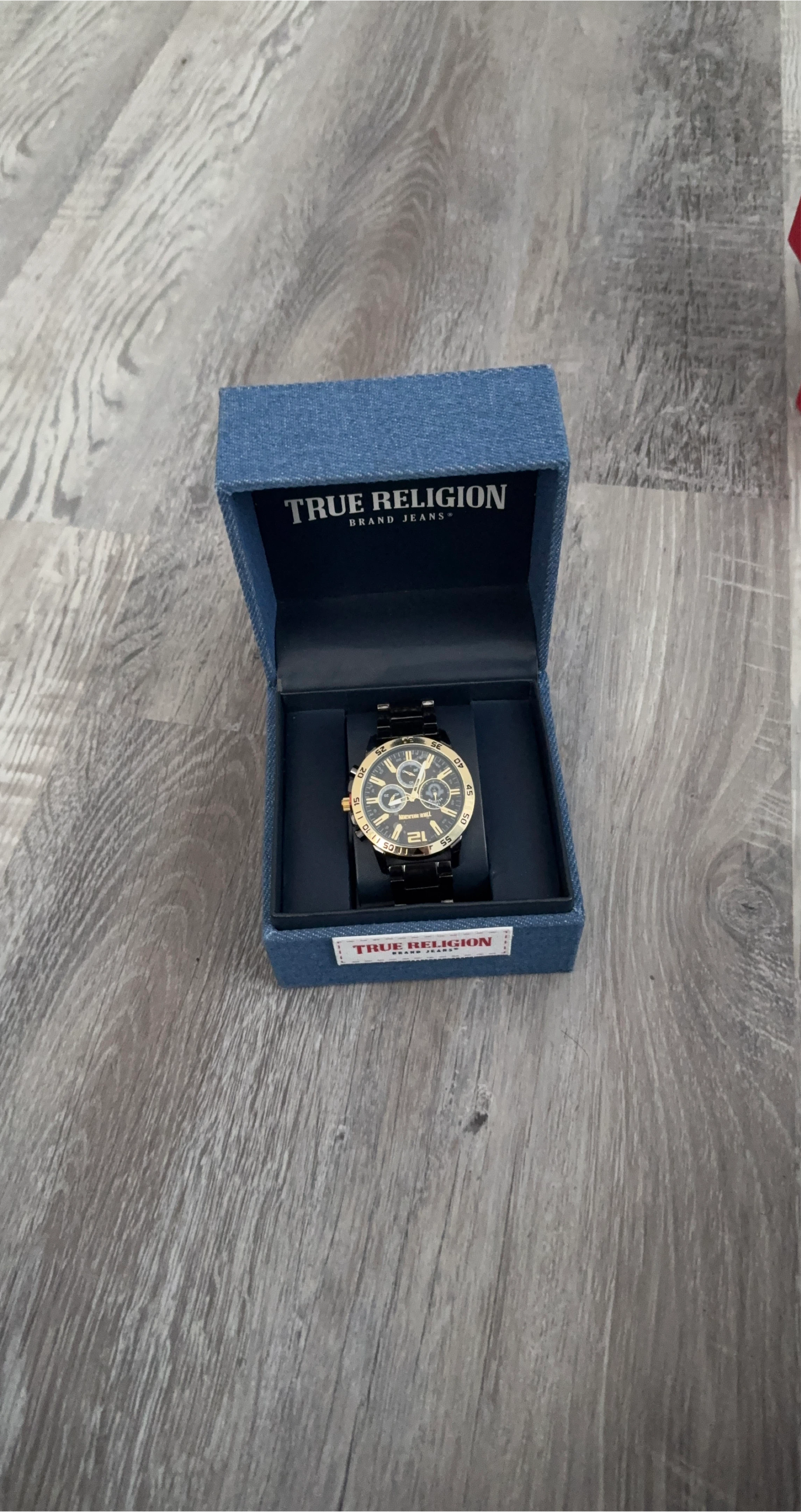 True Religion Black & Gold Watch