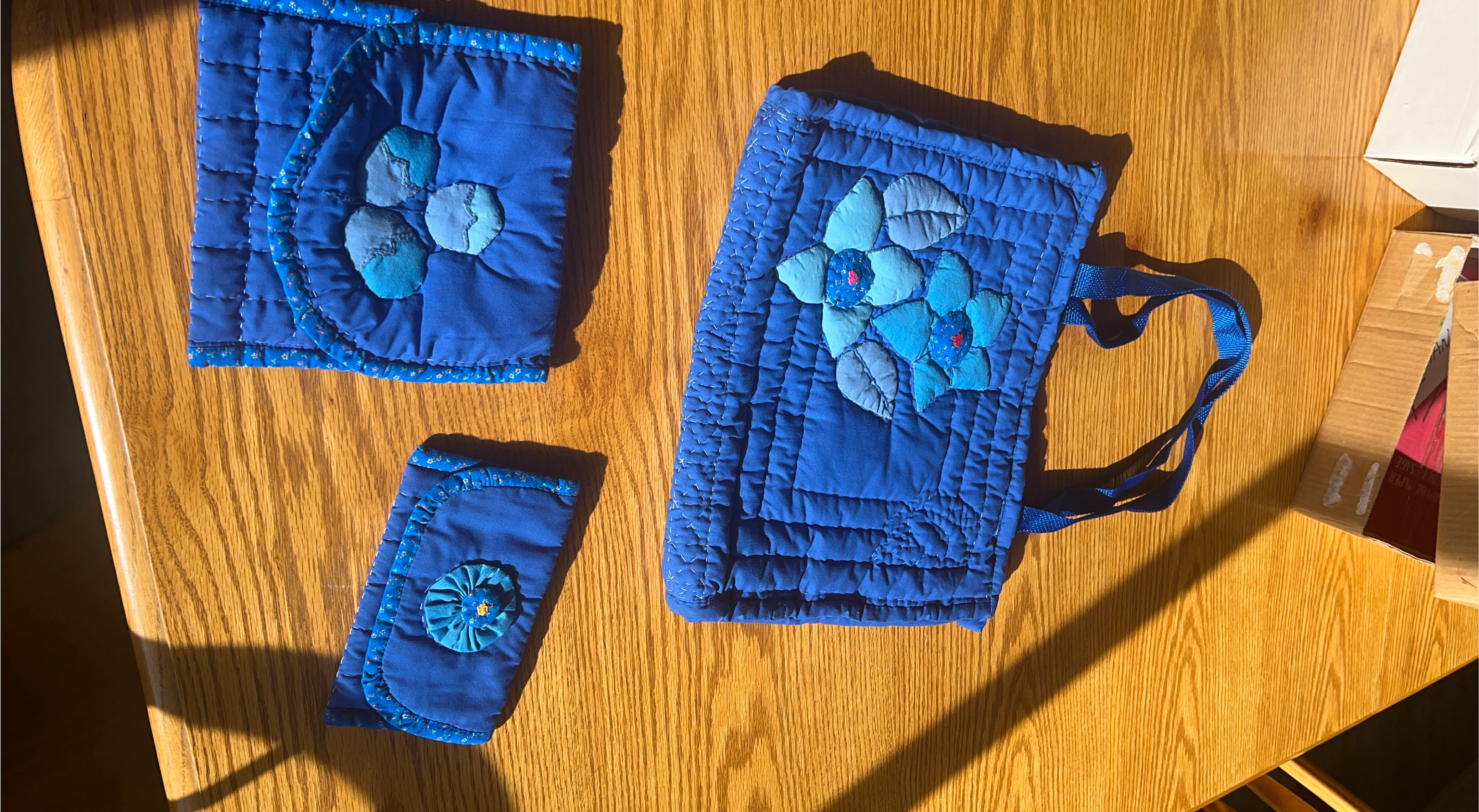 Handmade Blue Quilted Bag & Accessories thumbnail