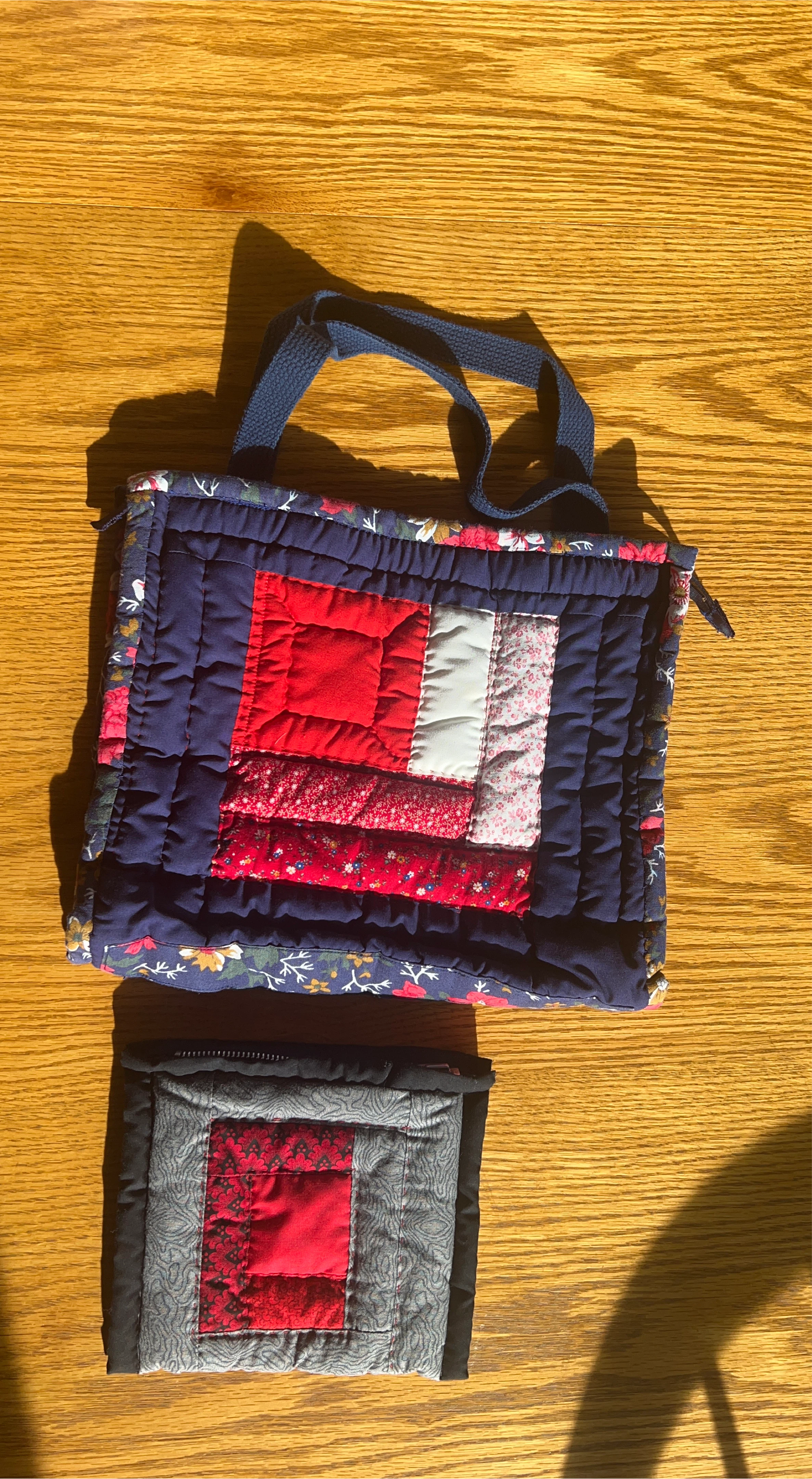 Handmade Quilted Tote Bag & Small Pouch thumbnail