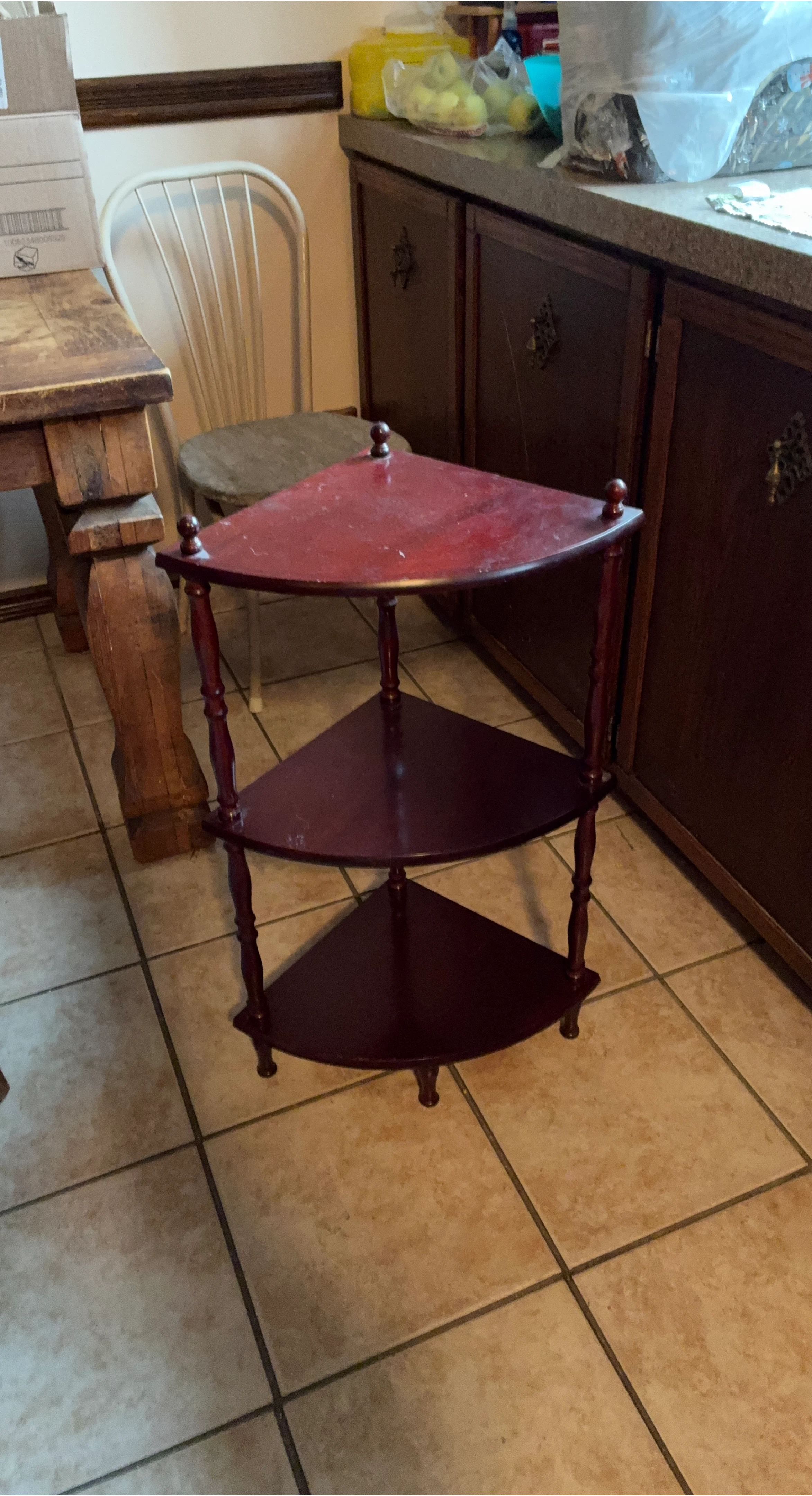 Corner Shelf - 3 Tier - Dark Wood