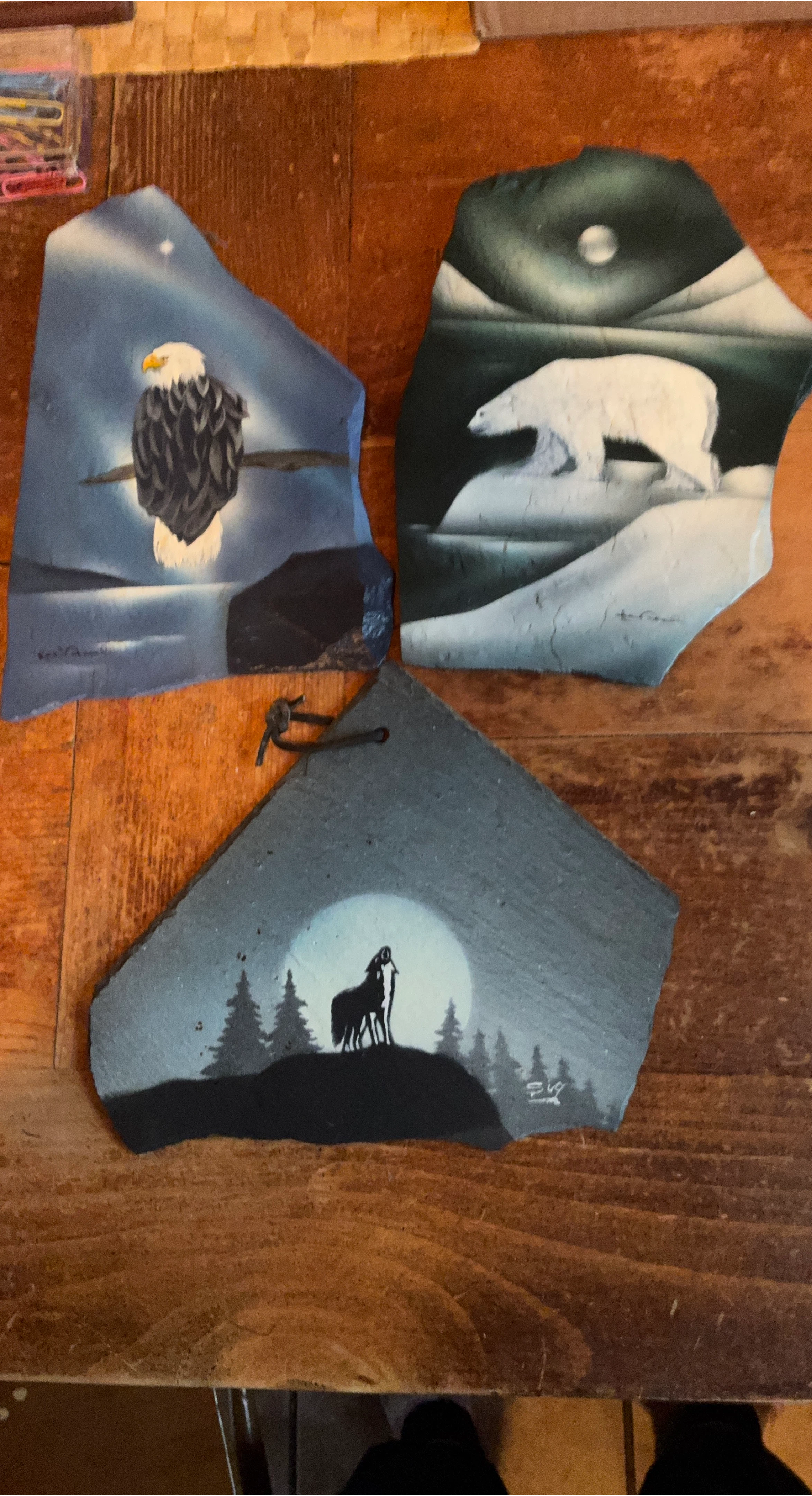 Hand-painted Slate Art Pieces