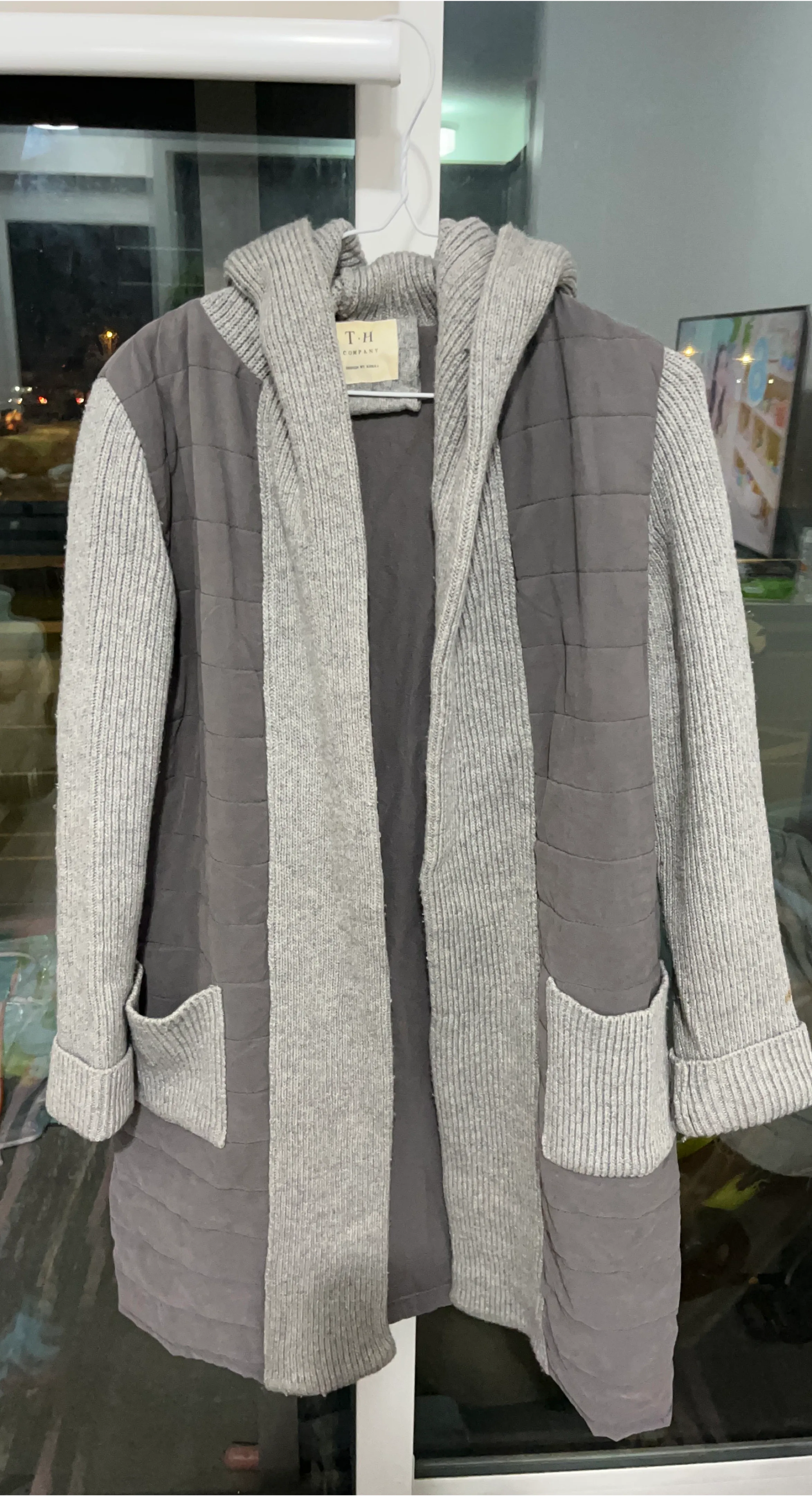 T.H Company Grey Hooded Cardigan