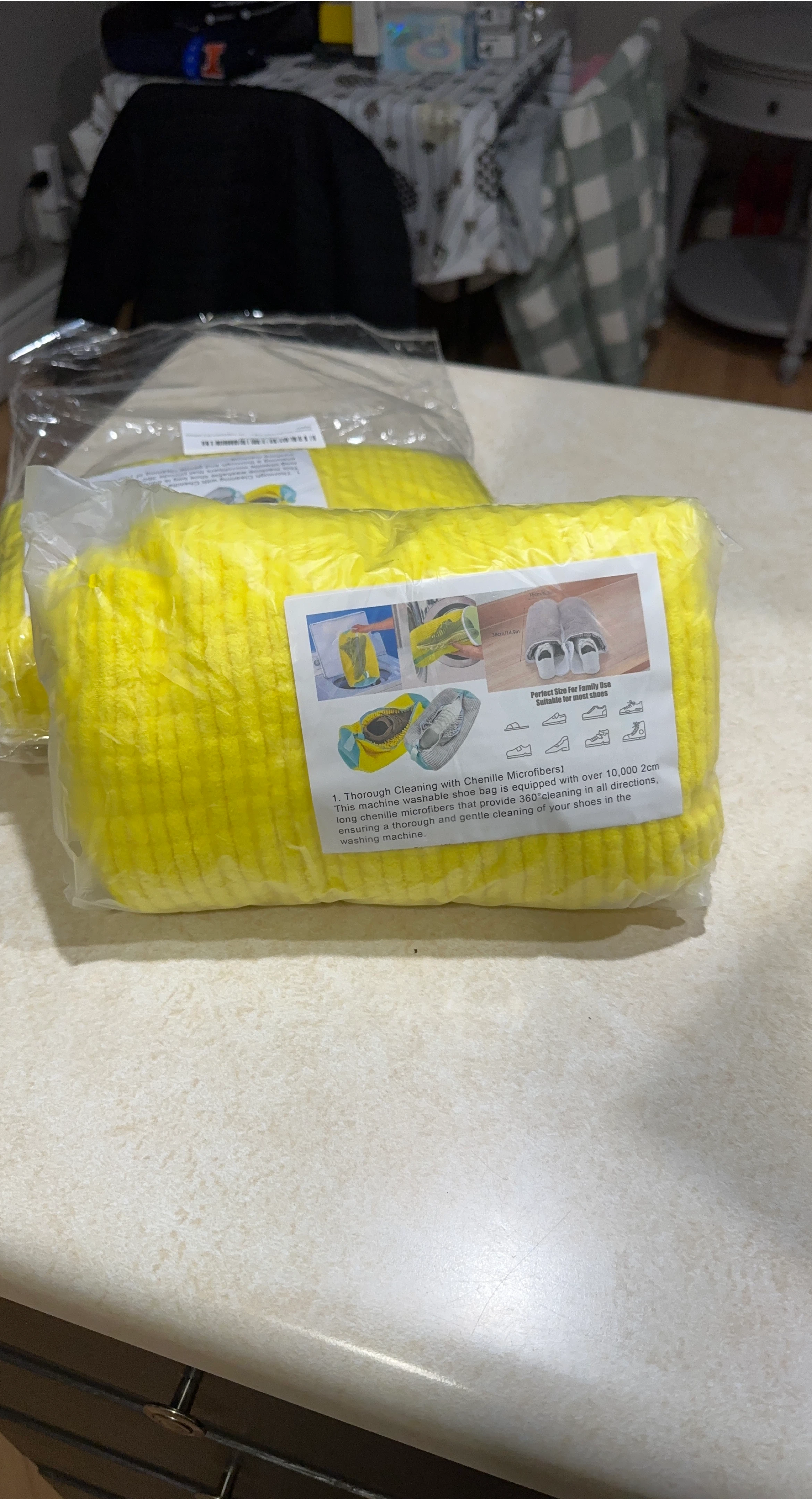 New Yellow Chenille Microfiber Shoe Cleaning Bag