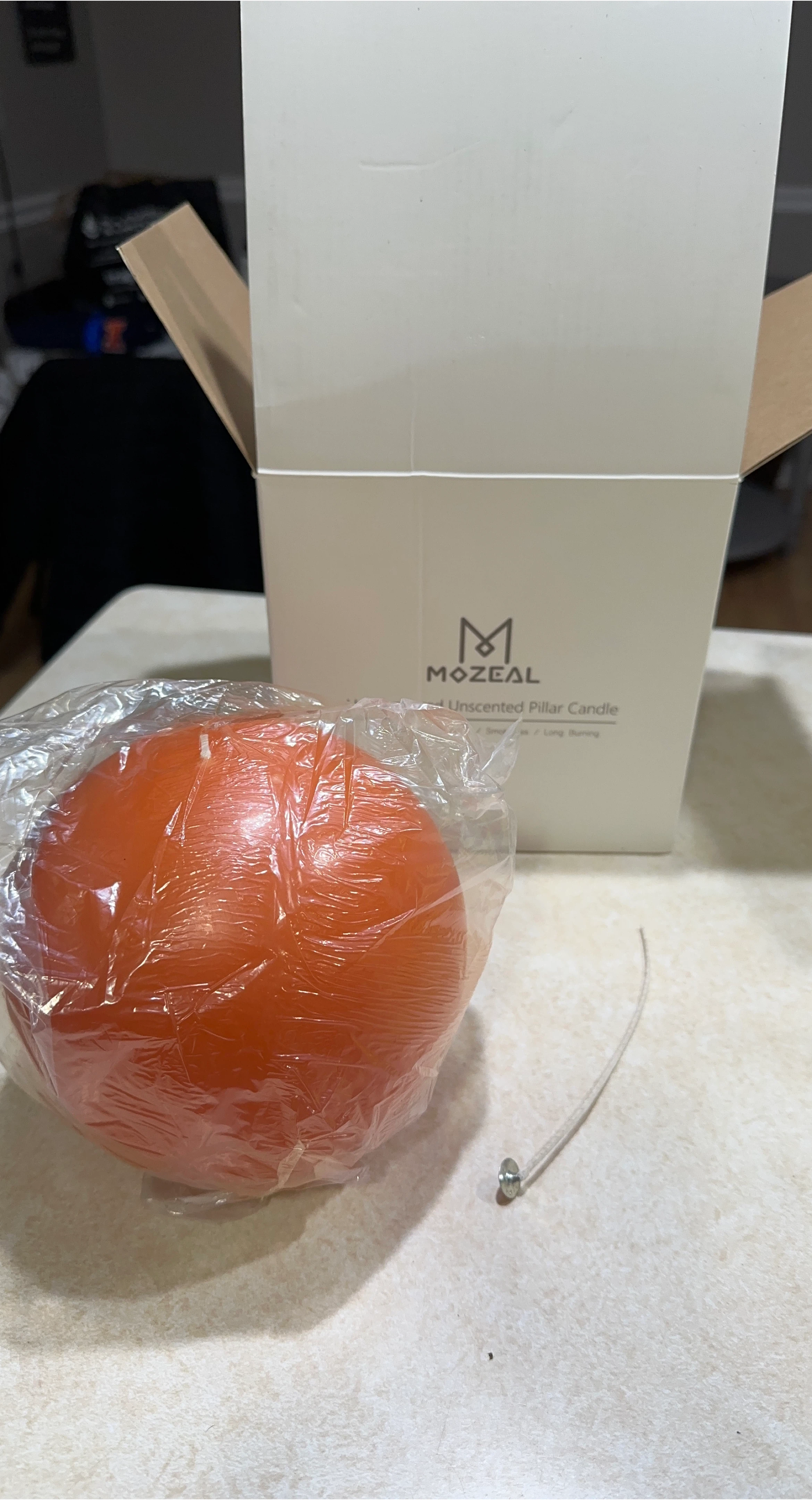 MOZEAL Unscented Pillar Candle - New in Box!