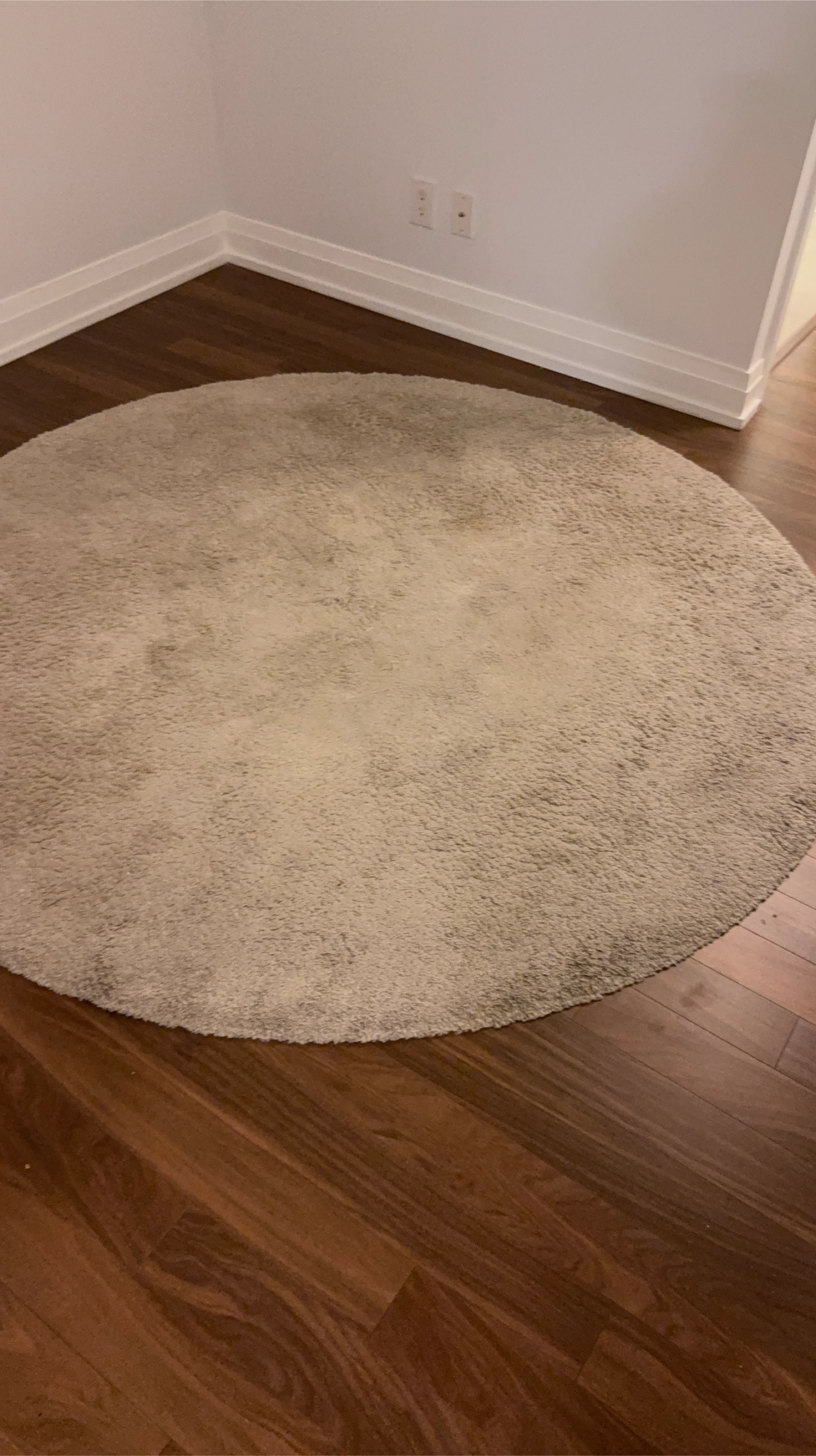 Round Beige Shag Rug
