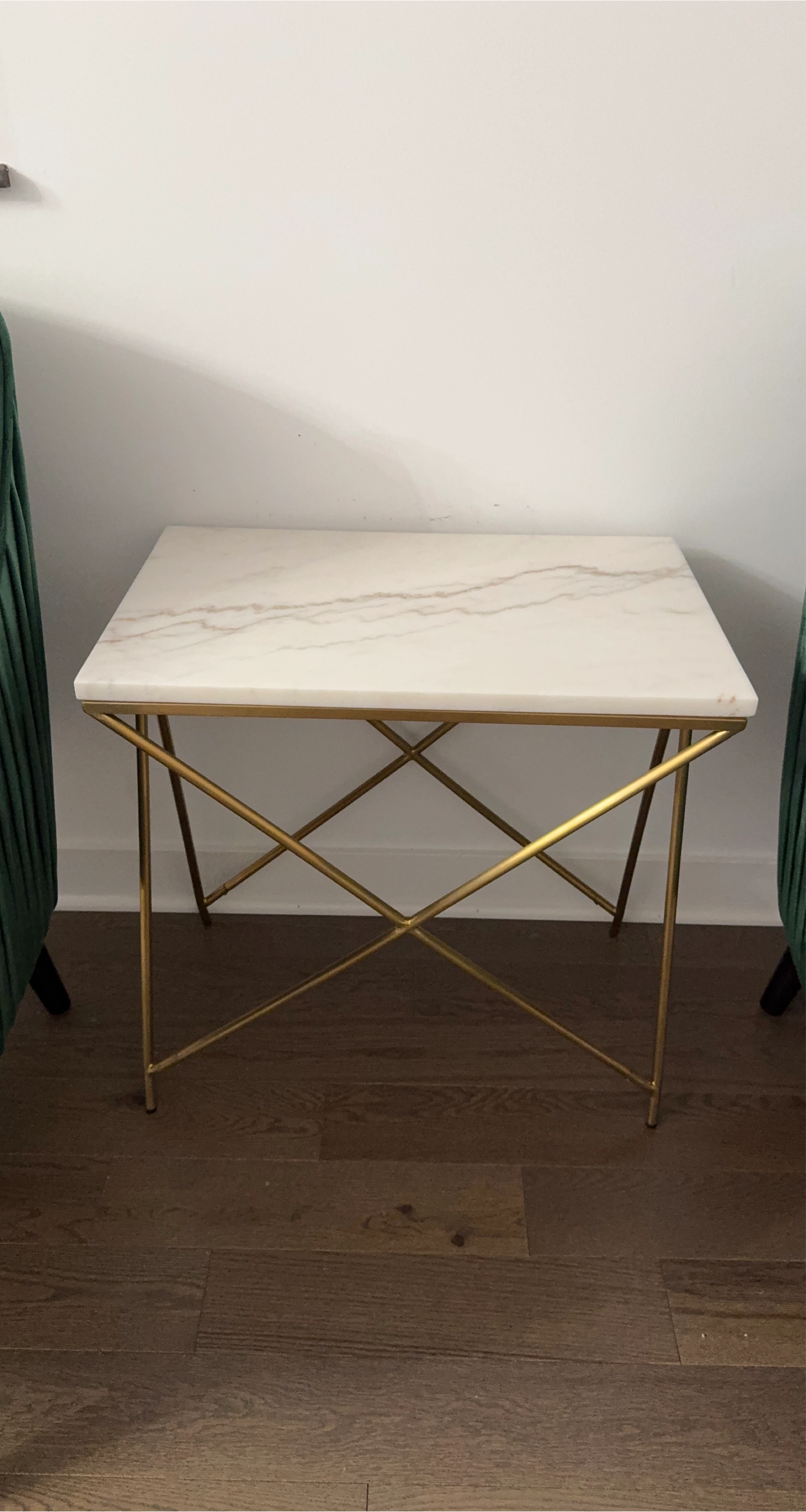 Marble Top Side Table with Gold Legs