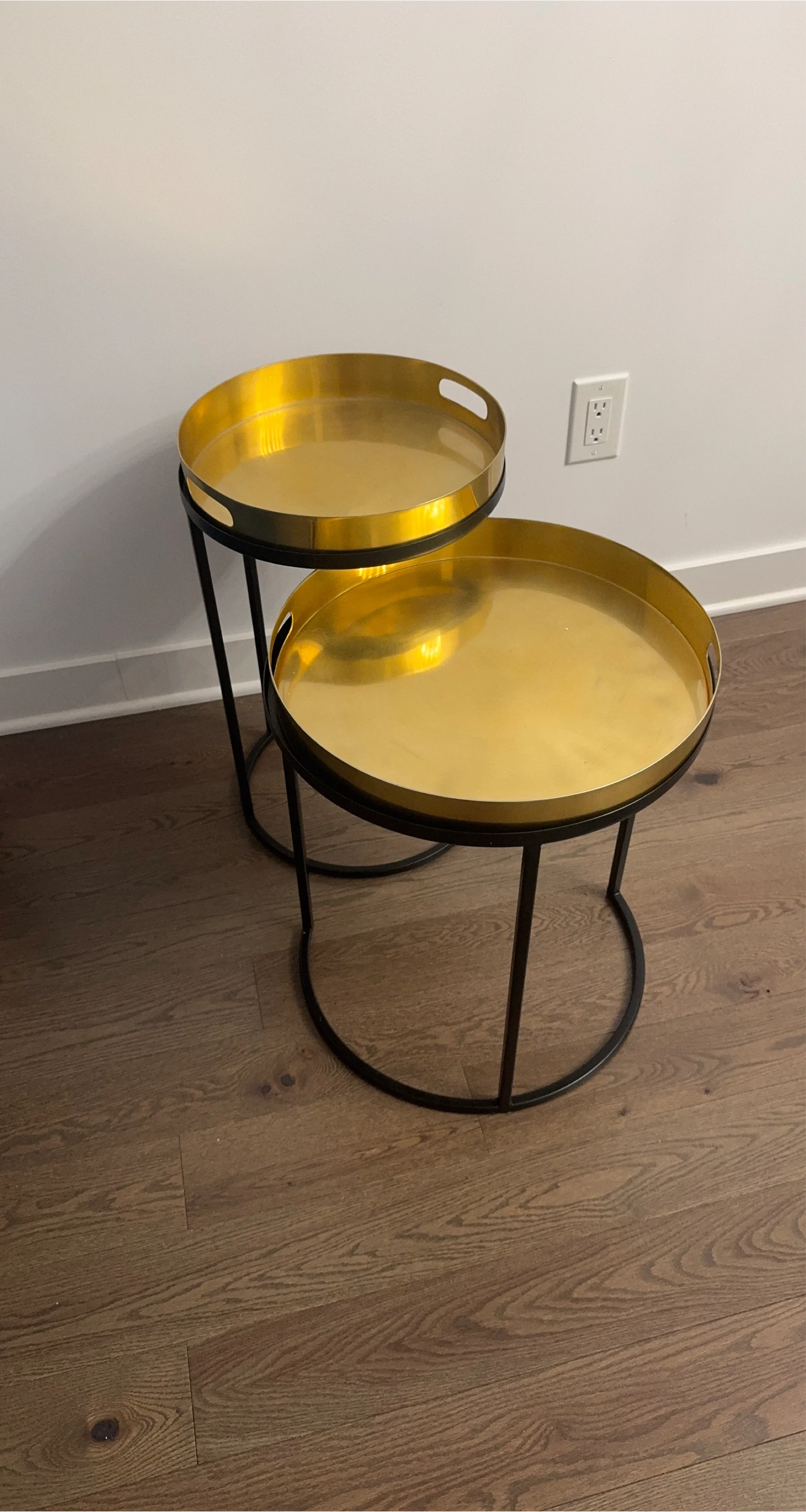 Set of 2 Gold & Black Side Tables