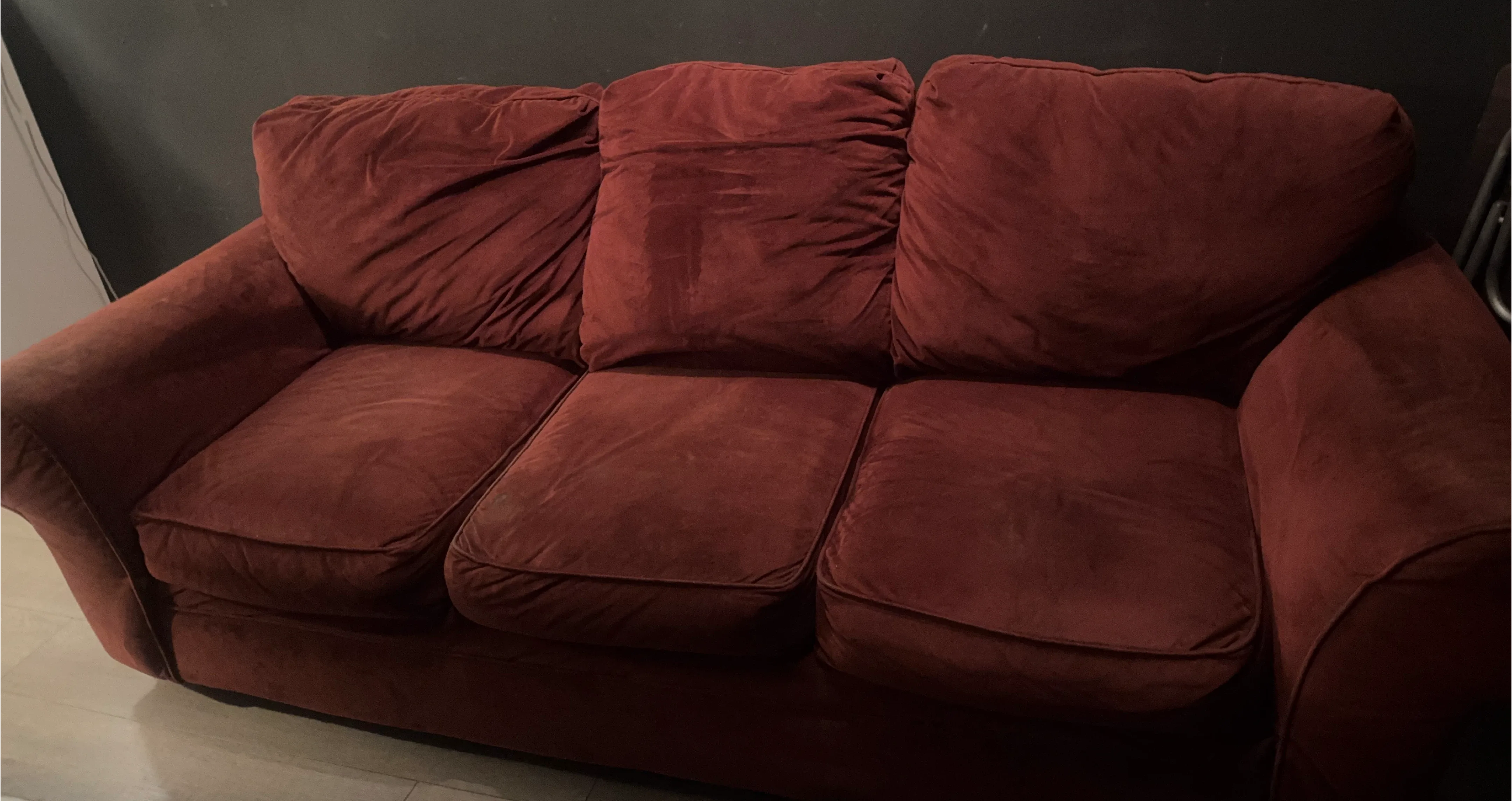 Comfortable Red Three-Seater Sofa