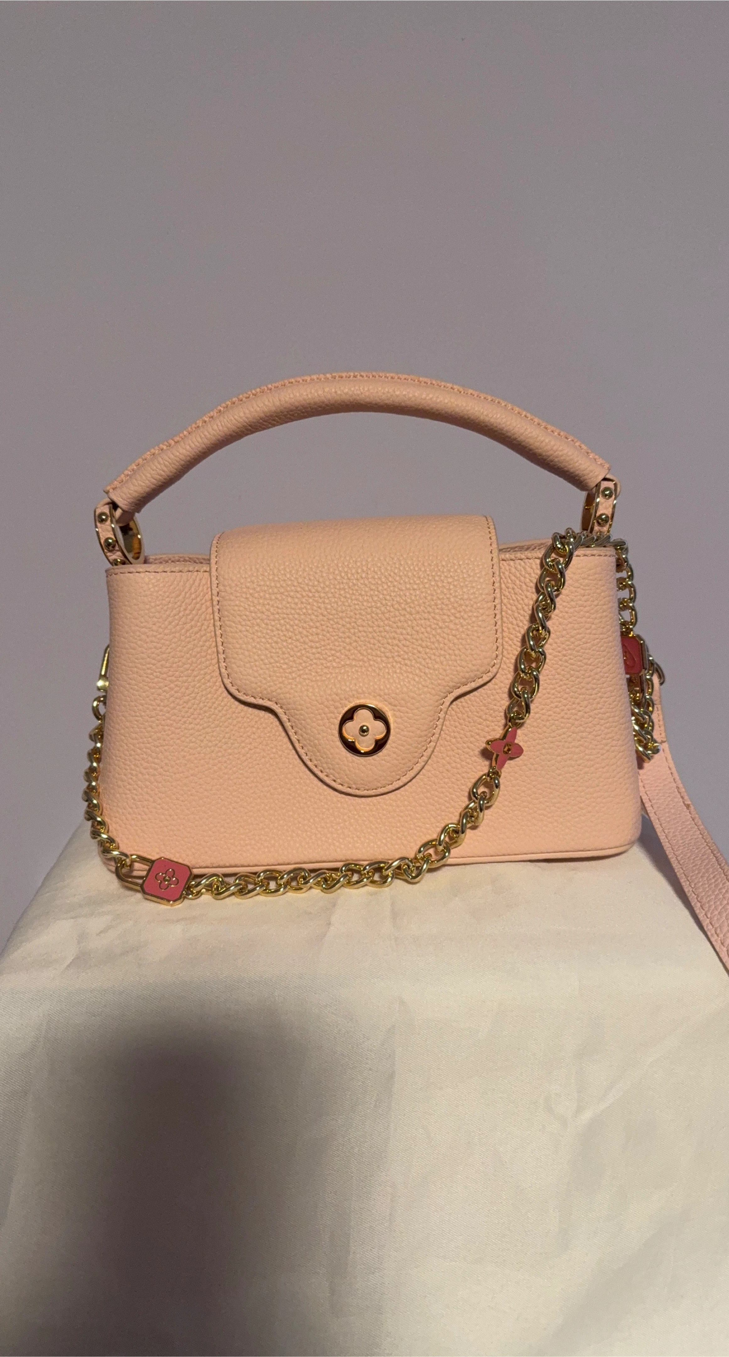 Pale Pink Leather Handbag