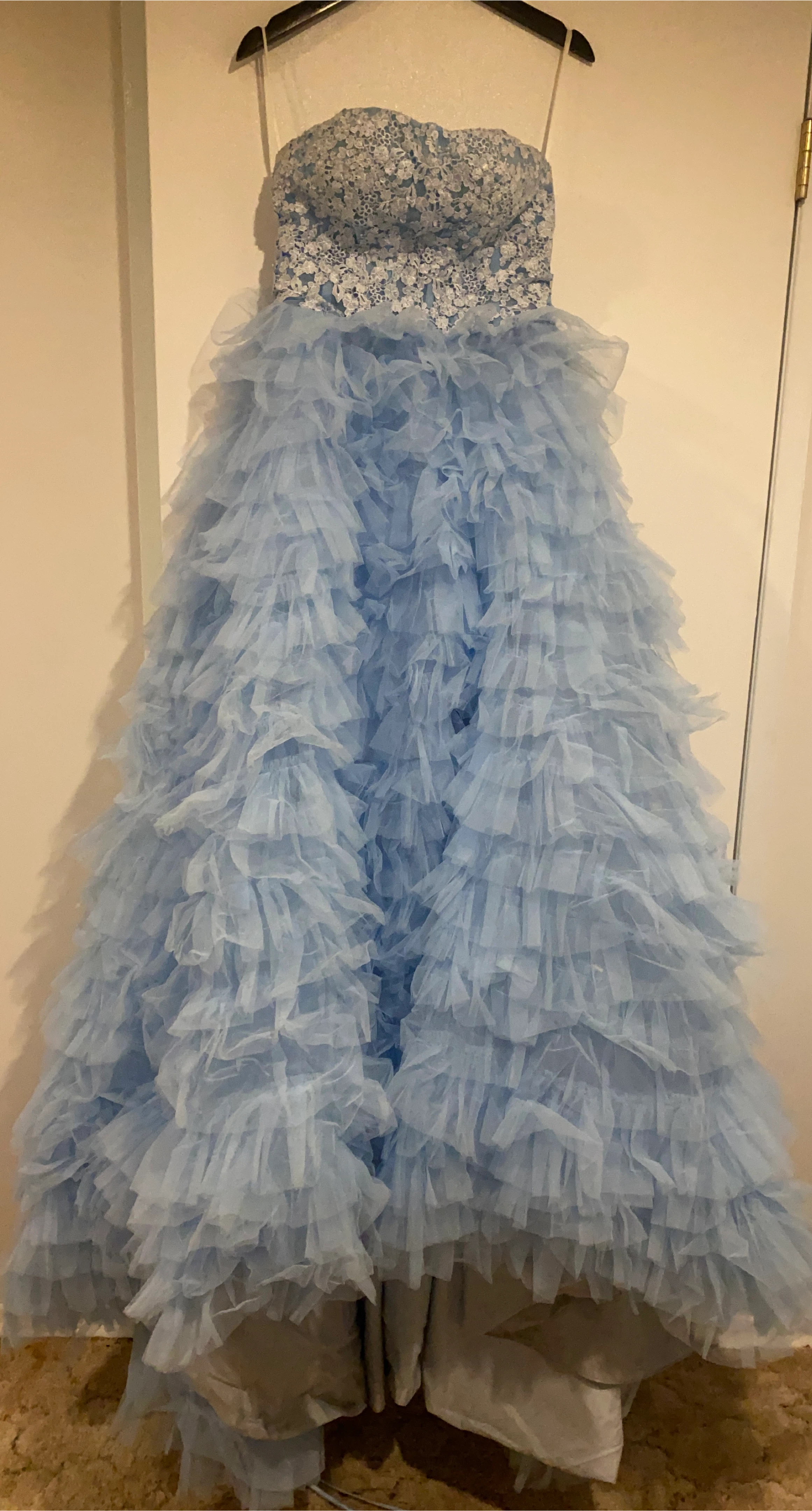 Blue Ruffled Formal Dress
