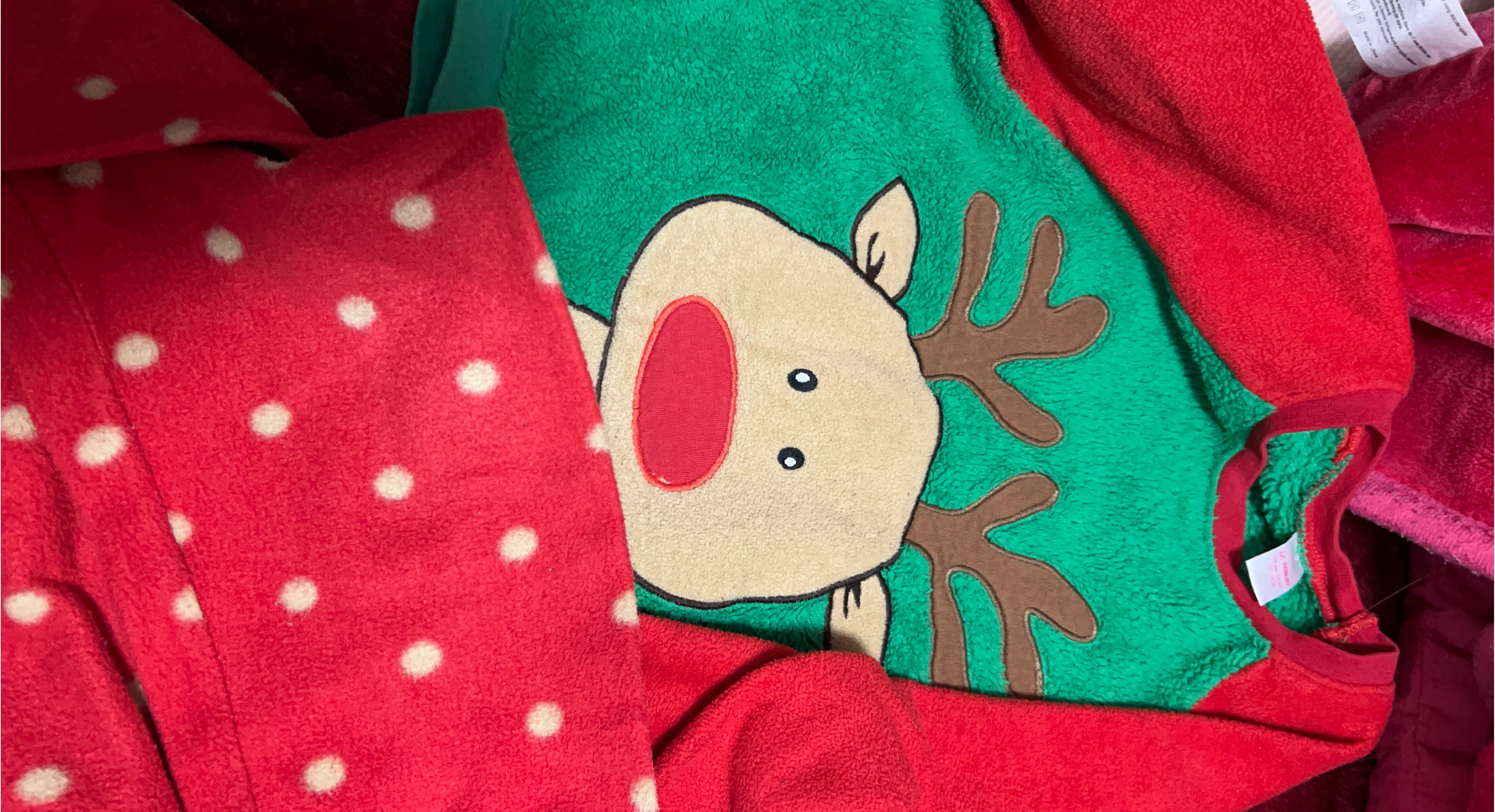 Reindeer Fleece Pajamas - Red and Green image indicator(4)