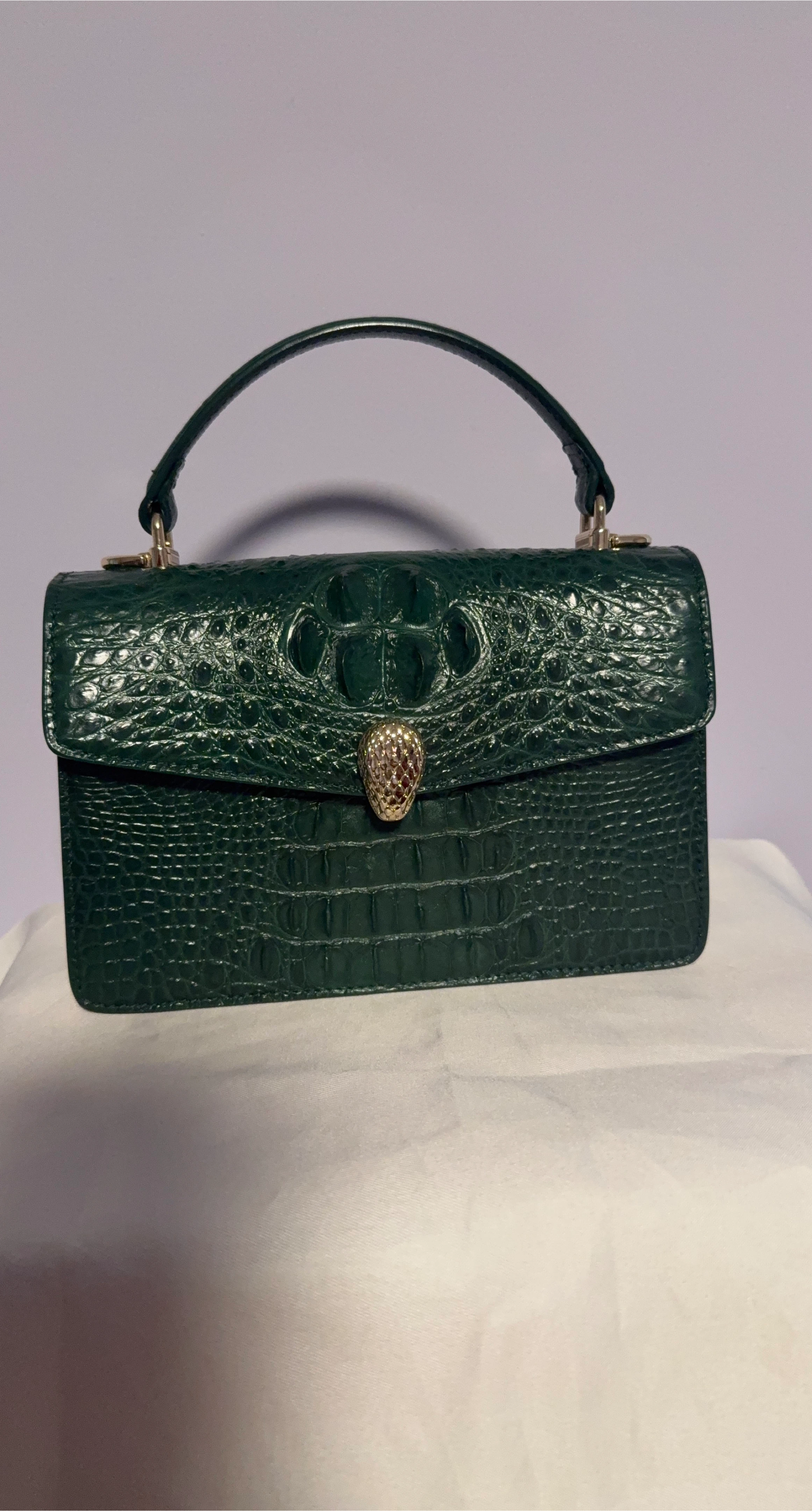 Green Crocodile leather Handbag