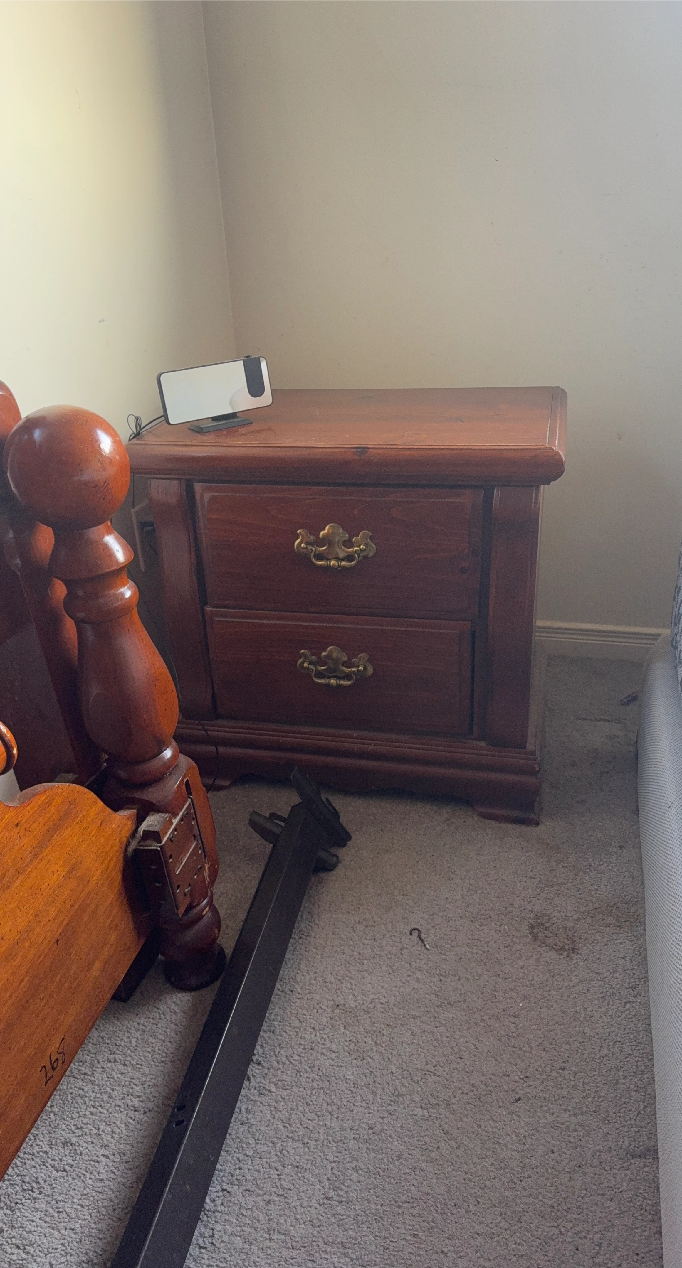 Wooden Nightstand with Two Drawers